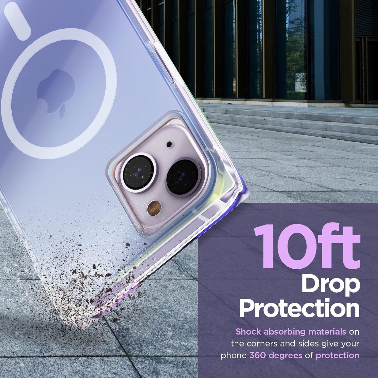 BLOX iPhone 14 Plus Case - Rainbow Frosting [10FT Drop Protection] [Compatible with MagSafe] Magnetic Cover