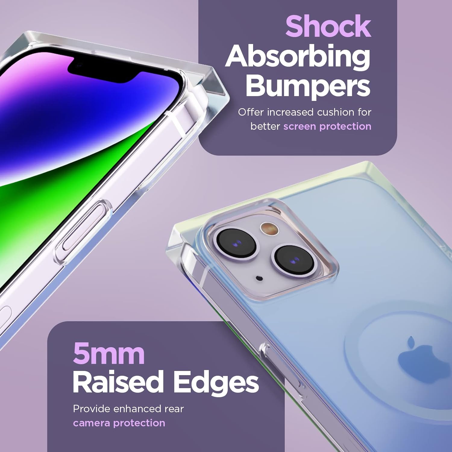 BLOX iPhone 14 Plus Case - Rainbow Frosting [10FT Drop Protection] [Compatible with MagSafe] Magnetic Cover