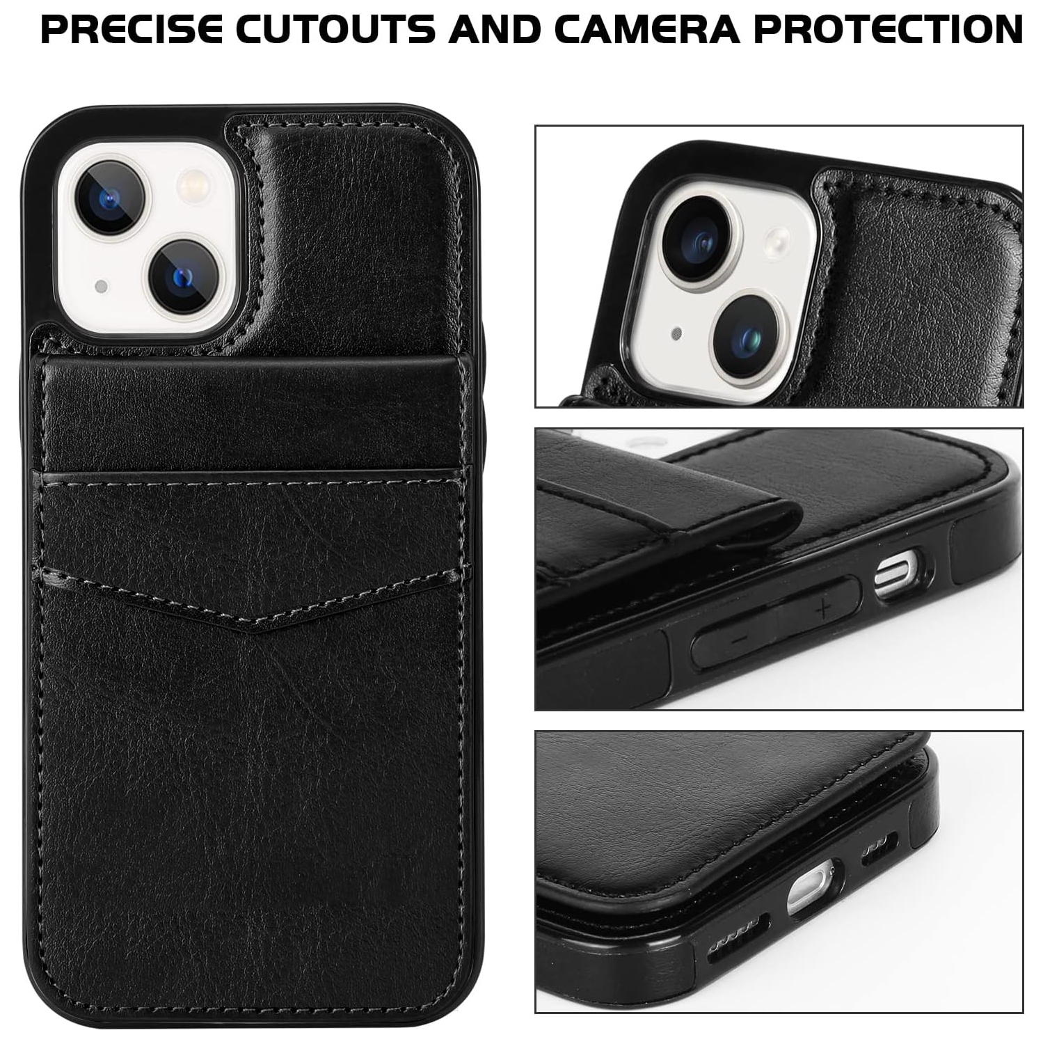 iPhone 14 Wallet Case 6.1 Inch with Card Holder Slots PU Leather Kickstand Magnetic Lock Durable Lightweight