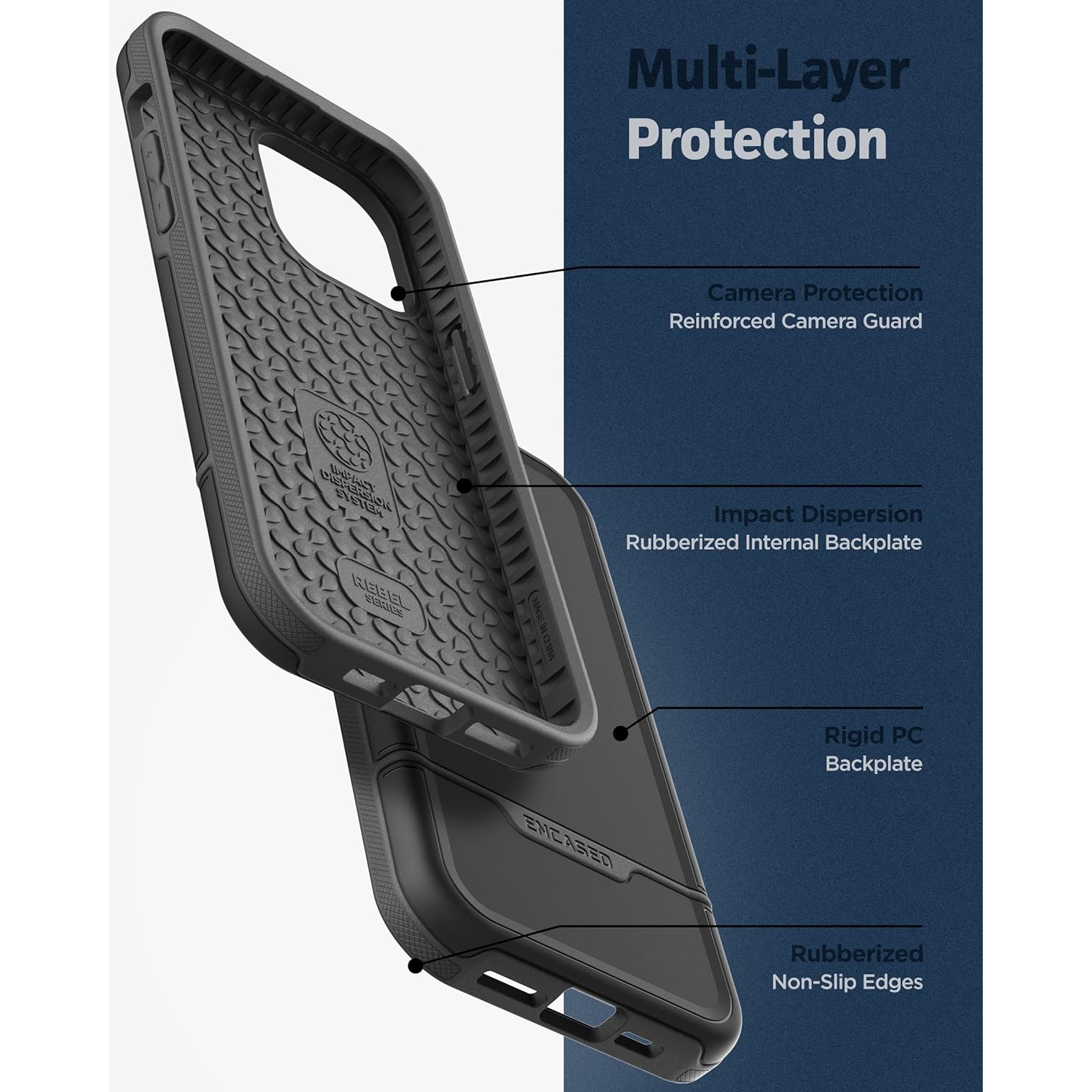[Mil-Spec] Rebel Series Designed for iPhone 14 PRO MAX Case with Tempered Screen Protector, Ultra Protective