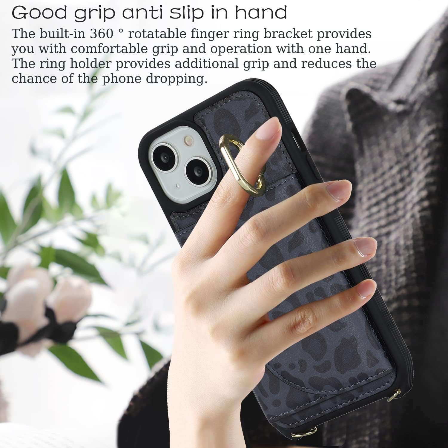 etui iPhone 14 Phone Case with Card Holder,iPhone 13 Wallet case Crossbody for Women, Phone Cover with Credit