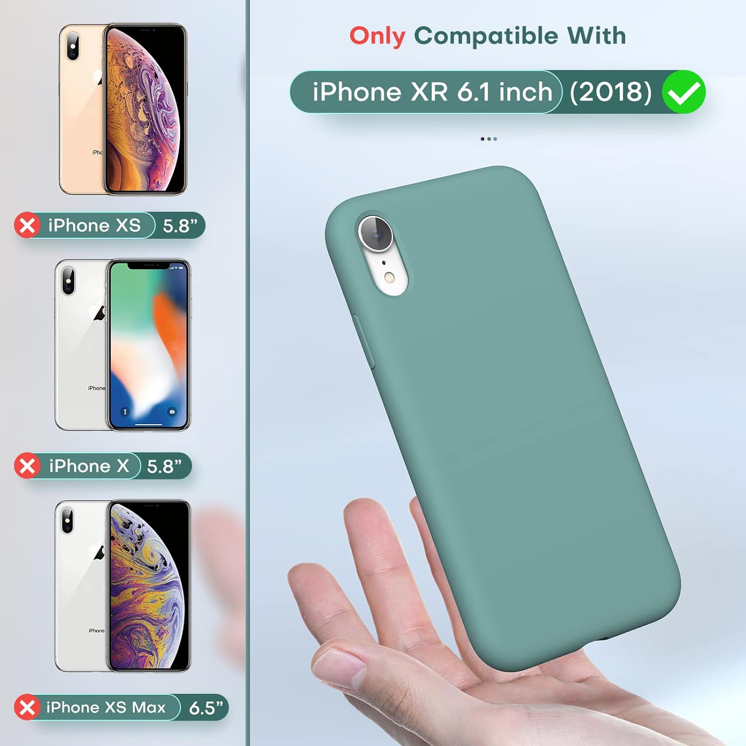 [3 in 1] for iPhone XR Case, with 2 Pack Screen Protector, Slim Liquid Silicone Phone Case for iPhone XR 6.1