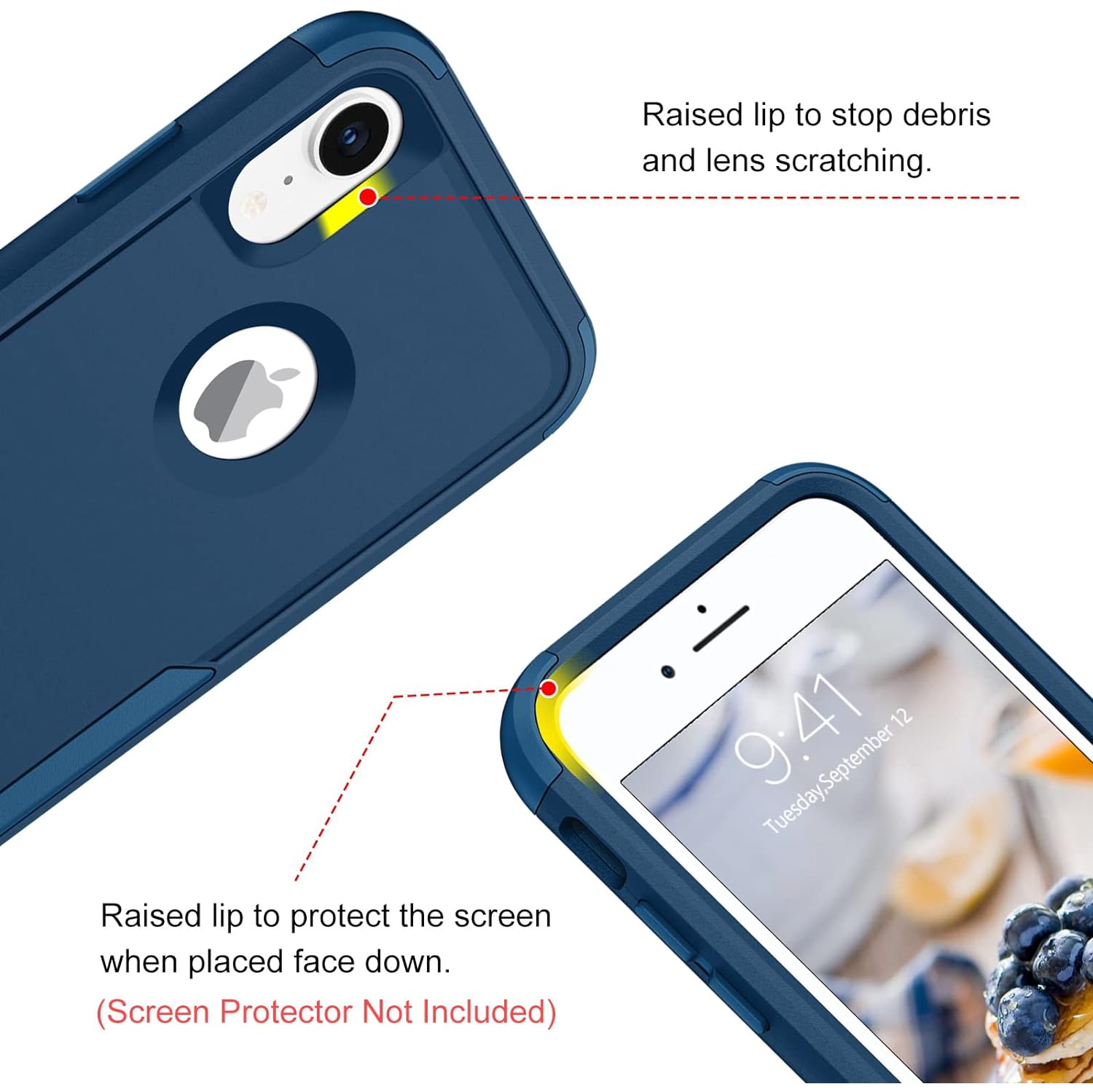 iPhone XR Case, iPhone XR Phone Case, Heavy Duty 3 in 1 Hybrid Hard PC Soft TPU Bumper Rugged Full Body