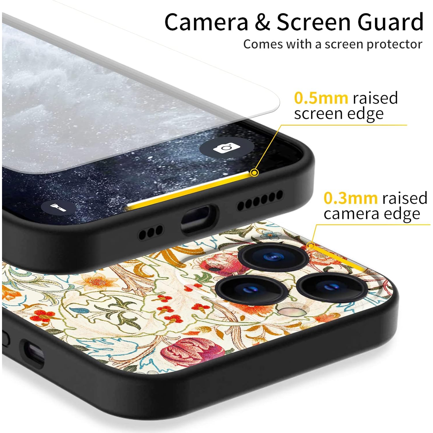 Compatible with iPhone 11 Pro Cute Art Silicone Case with Design for Women Feminine Red White Blooming Flower Botanical