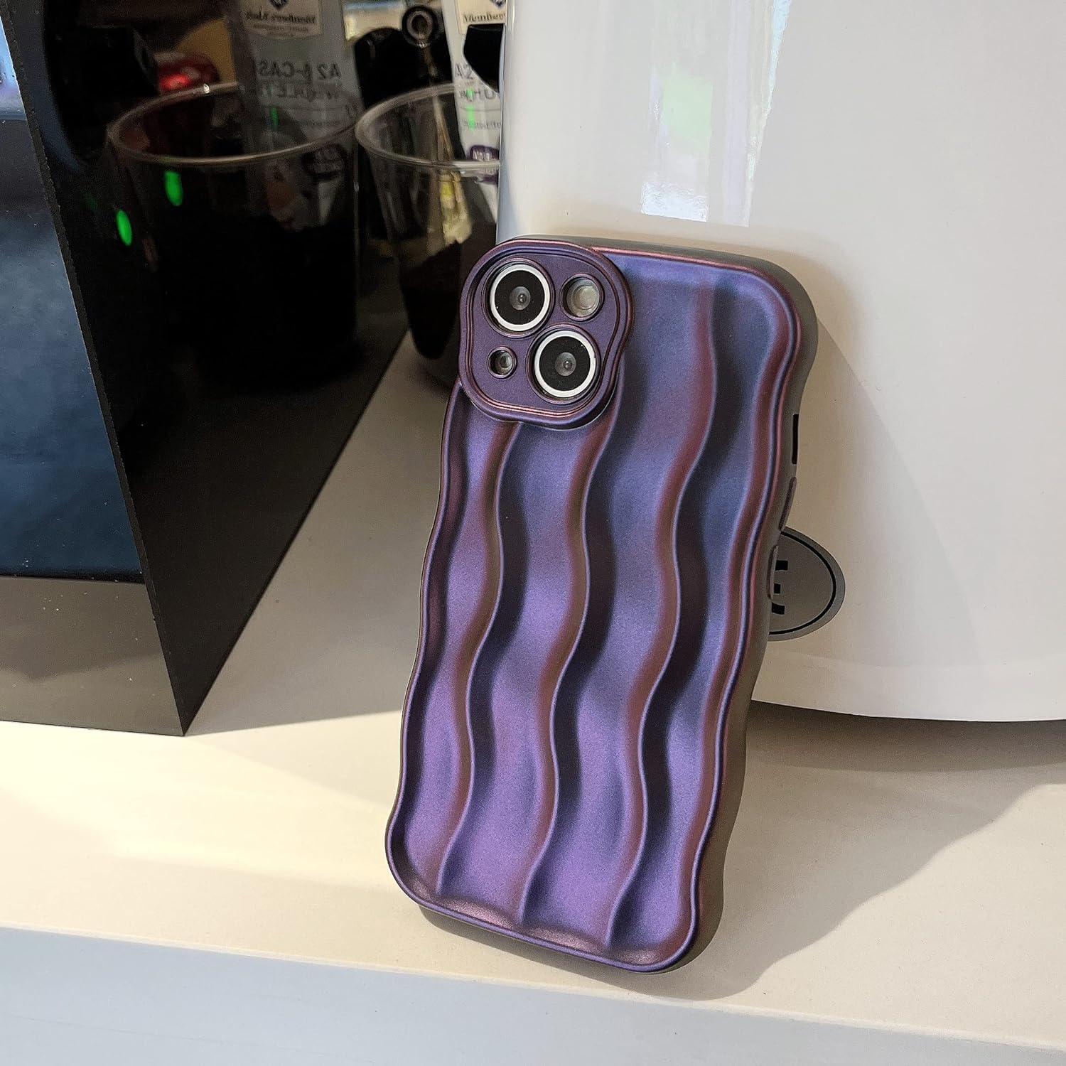 Designed for iPhone 14 Pro Case,Water Ripple Pattern Curly Wave Frame Soft Cute Phone Cover for Men Women Girls,