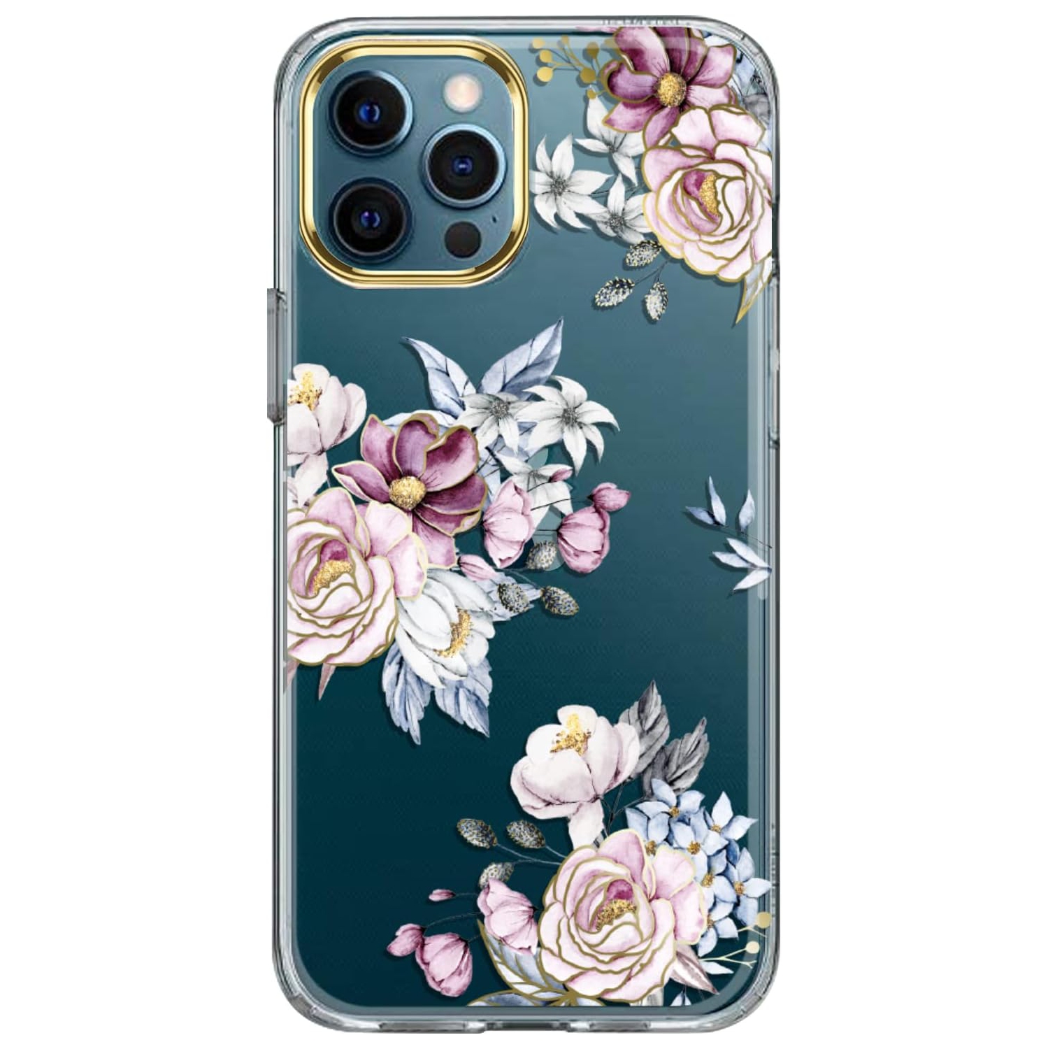 Compatible with iPhone 11 Pro Max Case with Flowers for Girls Women,Shockproof Clear Pattern Hard Back Cover