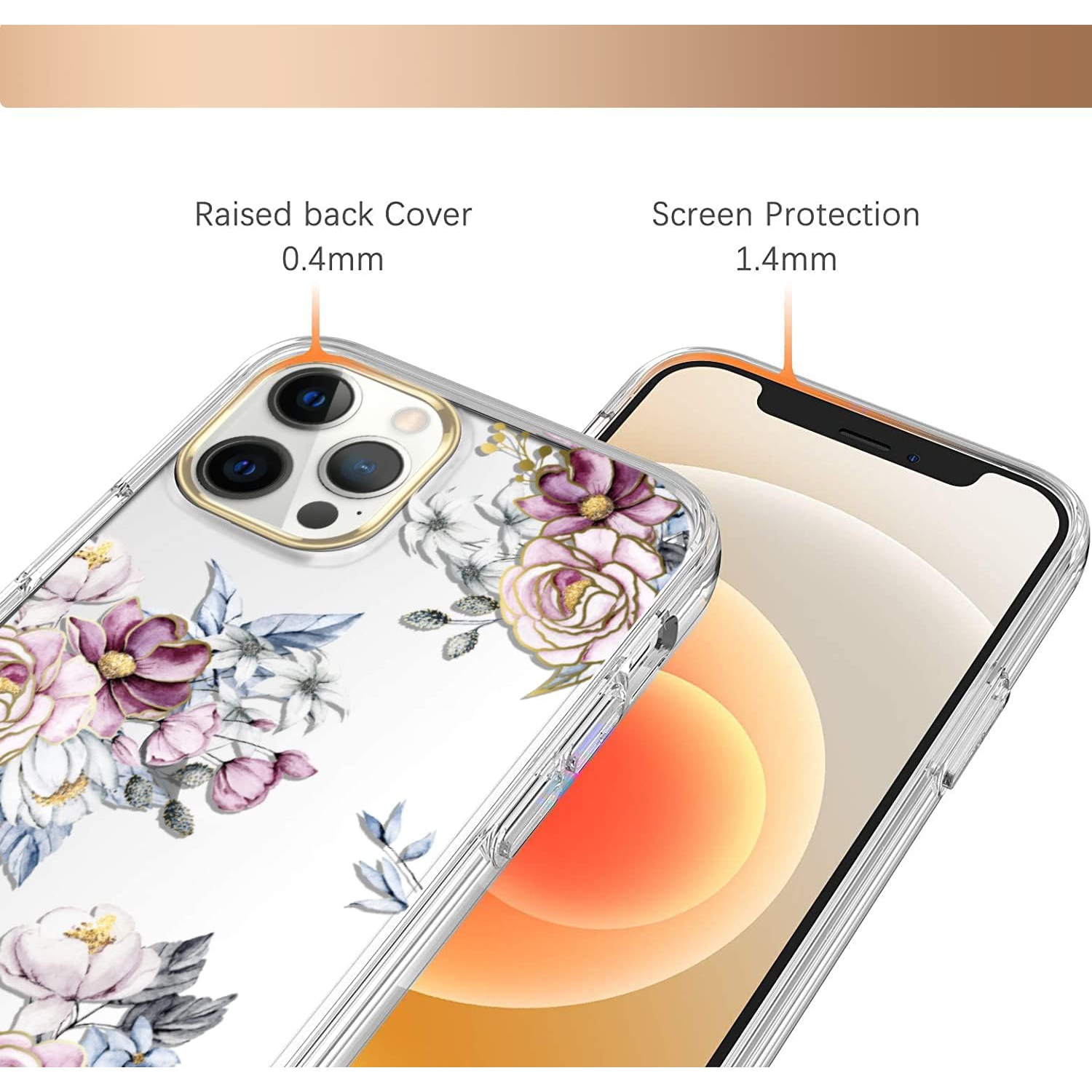 Compatible with iPhone 11 Pro Max Case with Flowers for Girls Women,Shockproof Clear Pattern Hard Back Cover