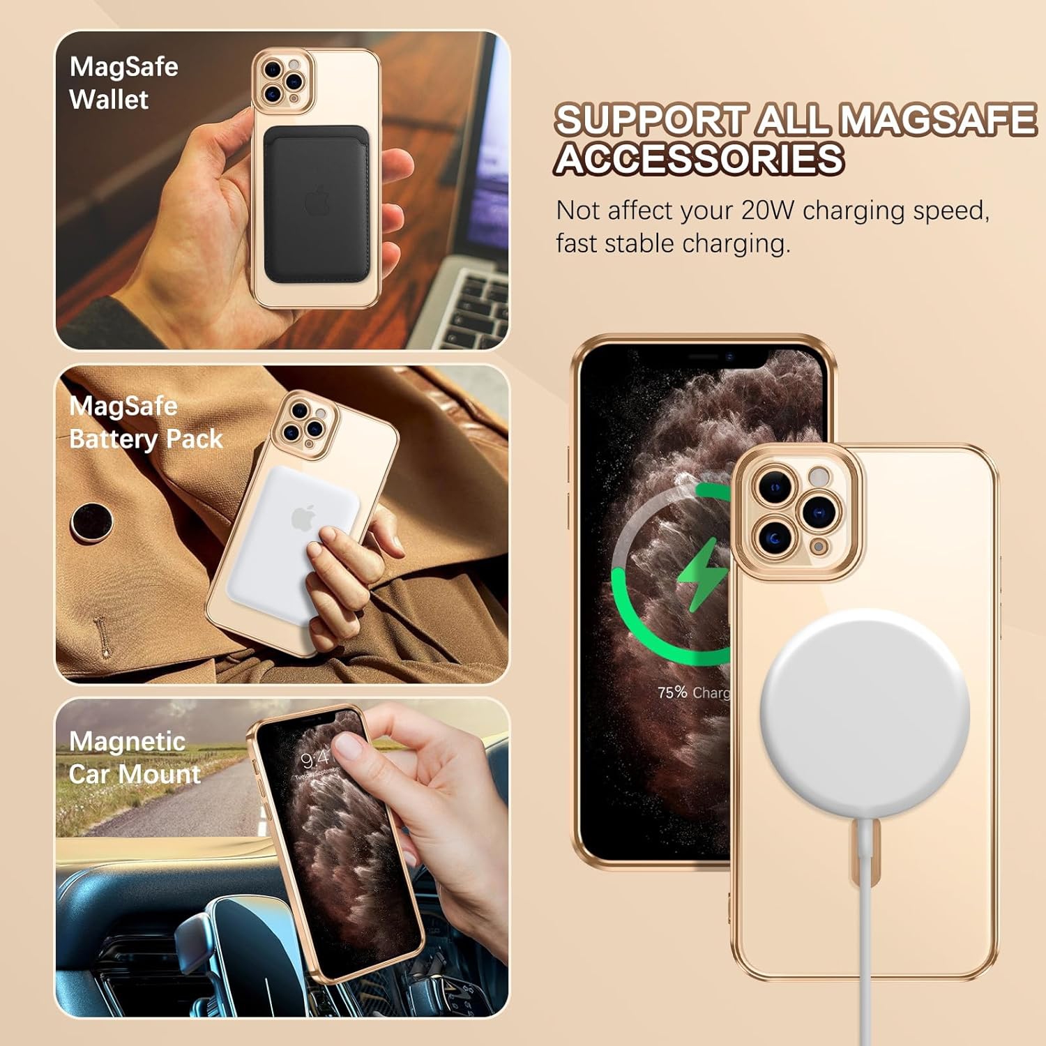 Magnetic Case for iPhone 11 Pro Max Compatible with Magsafe,Transparent iPhone 11 Pro Max Case Slim Cover Full