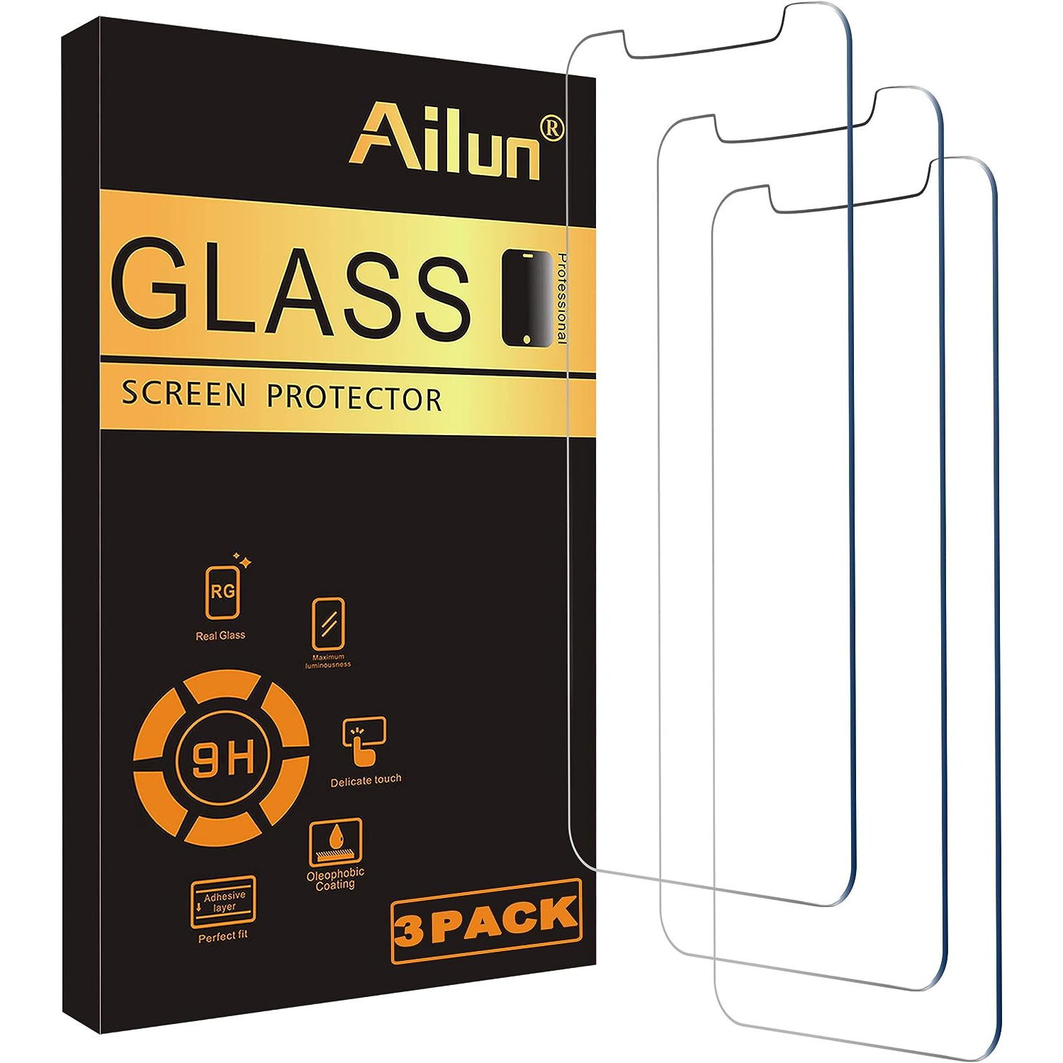 Protecteur d'écran en verre pour iPhone 12 Pro Max de 2020 6,7&nbsp;po, paquet de 3, verre trempé compatible avec les étuis