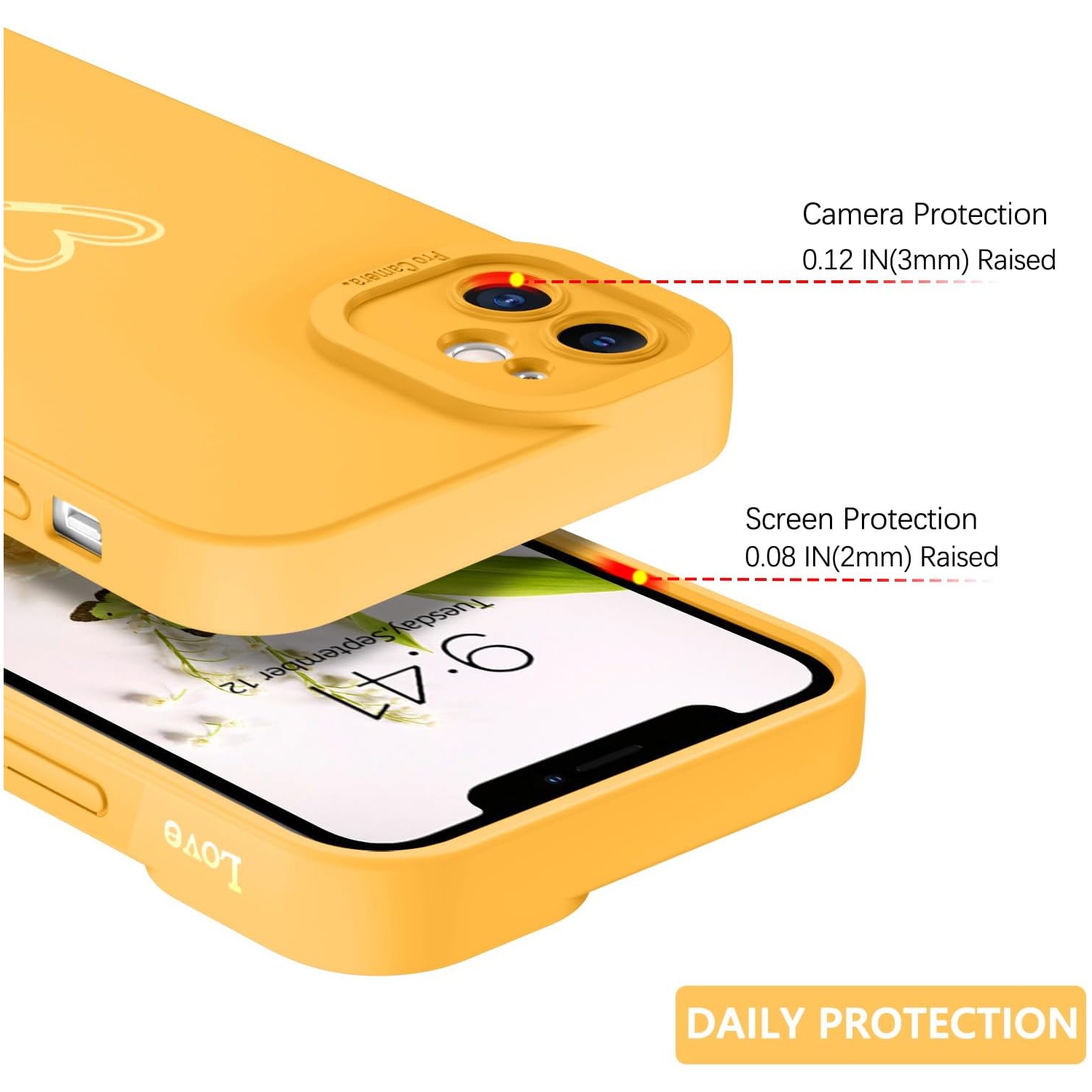 iPhone 12 Case,iPhone 12 Phone Case Cute Plated Love Heart Cover for Women Girls Slim Thin Lightweight Silicone