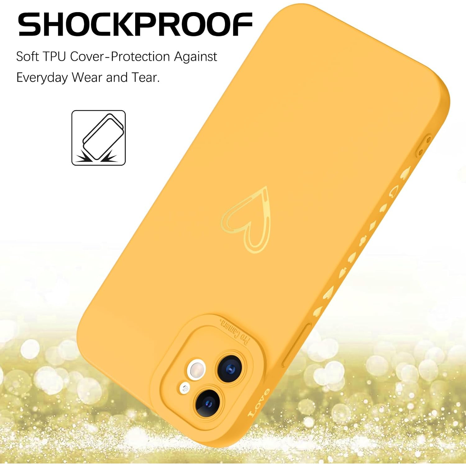 iPhone 12 Case,iPhone 12 Phone Case Cute Plated Love Heart Cover for Women Girls Slim Thin Lightweight Silicone