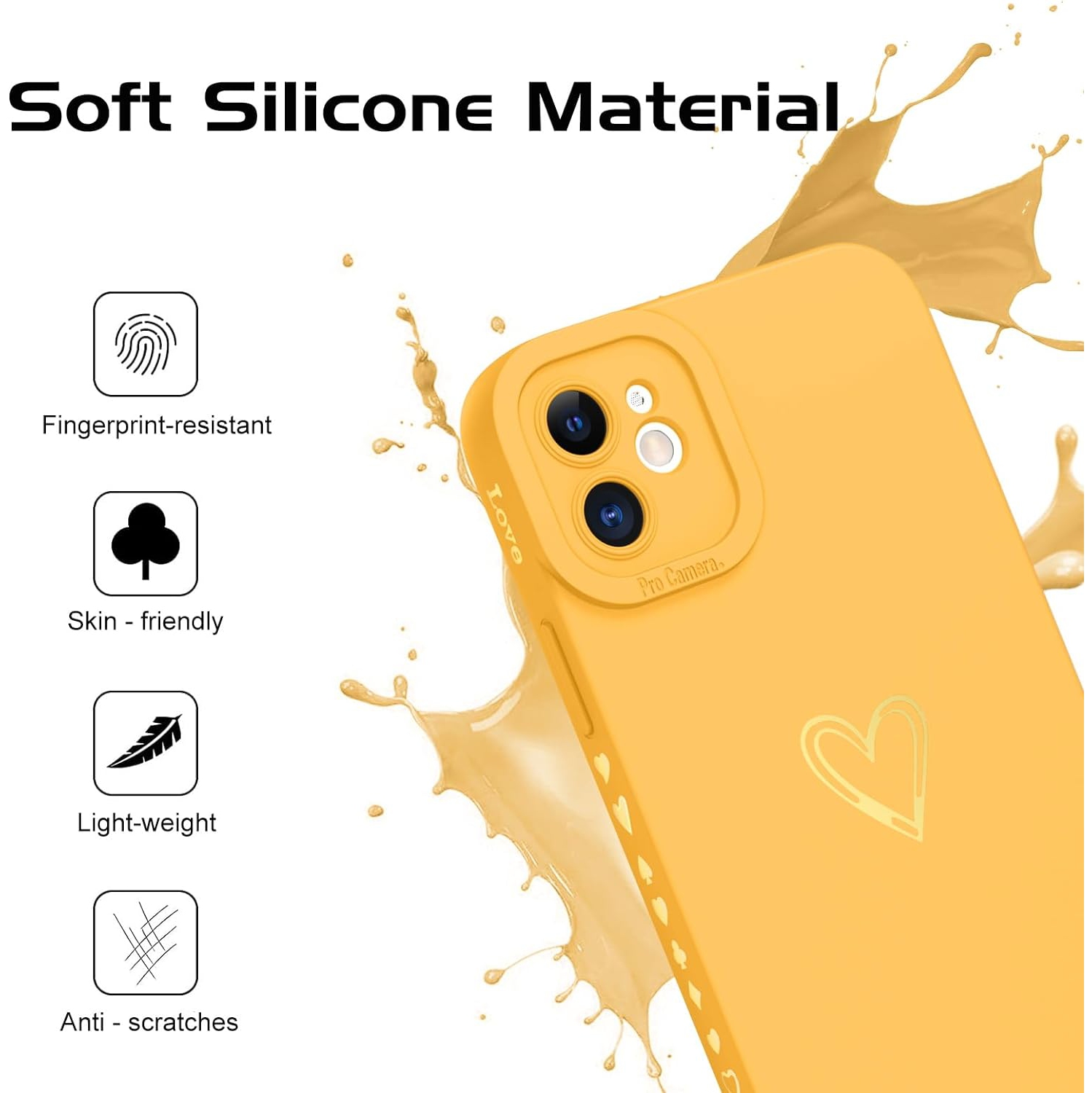 iPhone 12 Case,iPhone 12 Phone Case Cute Plated Love Heart Cover for Women Girls Slim Thin Lightweight Silicone