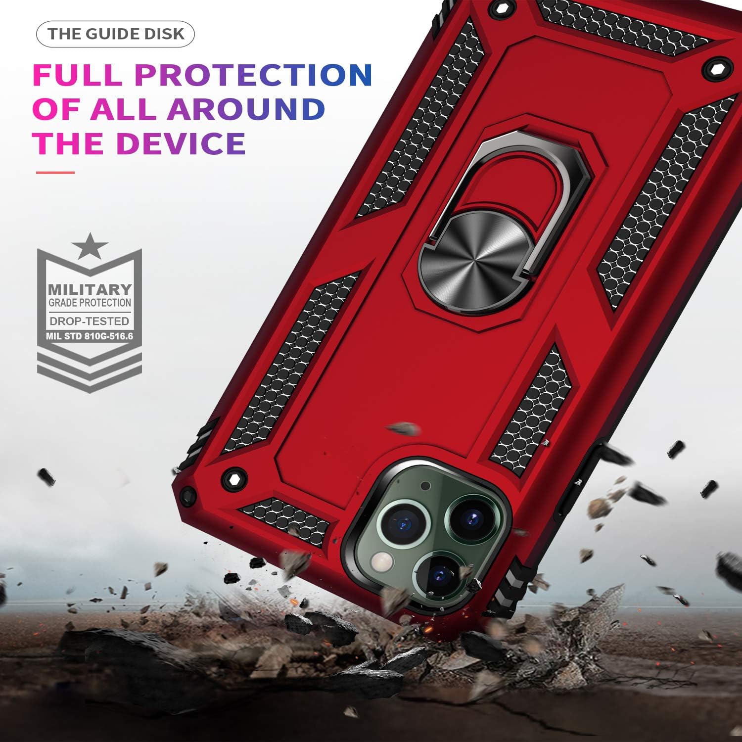 iPhone 11 Pro Case, Soft TPU and Hard PC Shockprooof Heavy Duty Armor Military Grade Protective Cover, with 360°Metal
