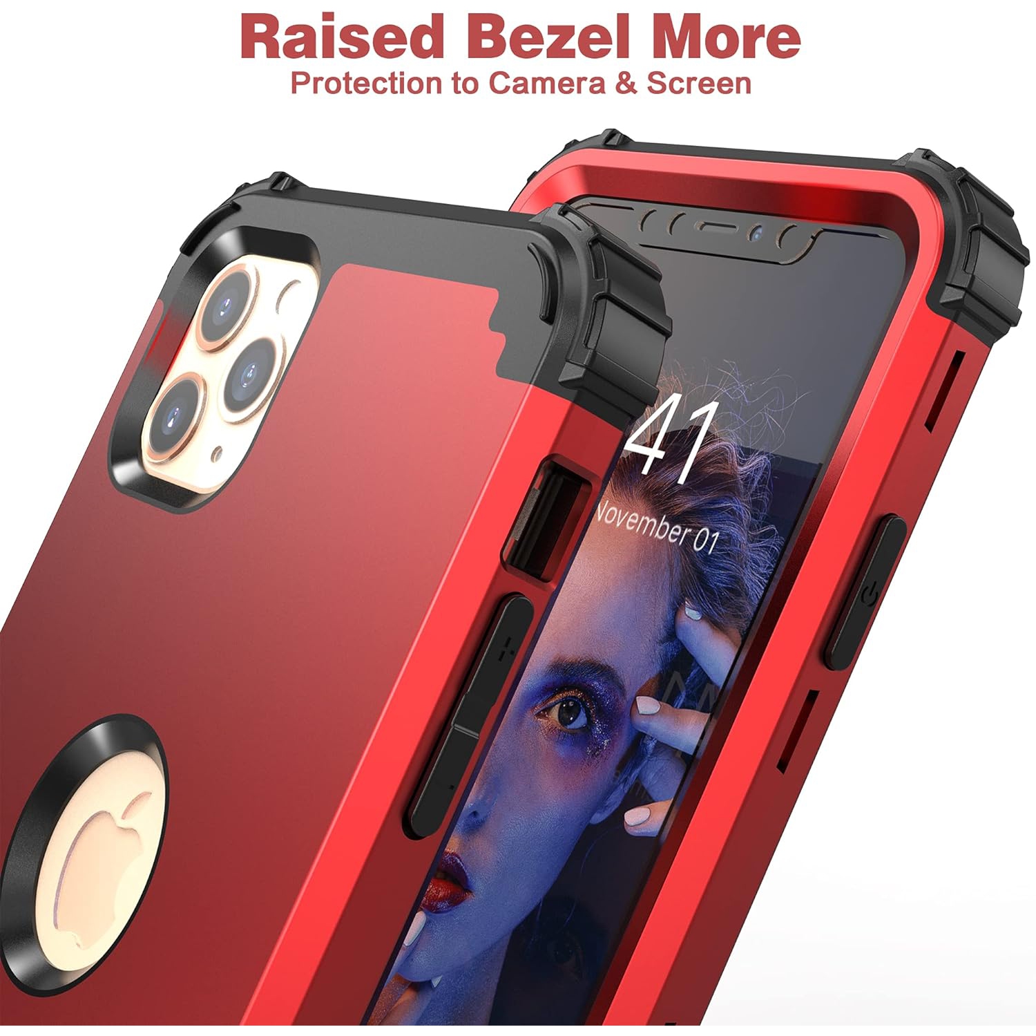 iPhone 11 Pro Max Case with Tempered Glass,Hybrid 3 in 1 Shockproof Slim Fit Heavy Duty Protection Hard PC Cover