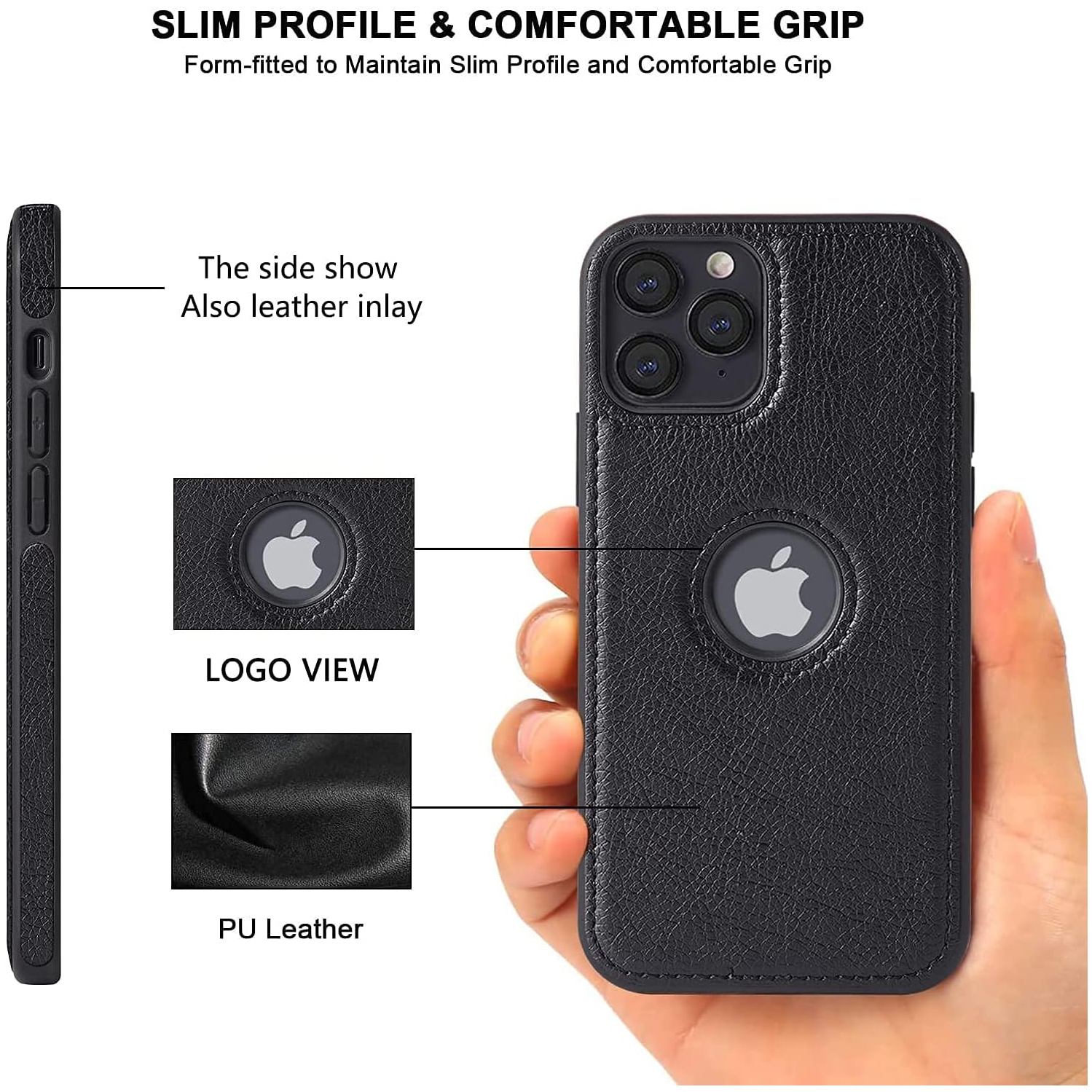 Compatible with iPhone 11 Pro Max Case Premium Leather TPU Hybrid Case Cover