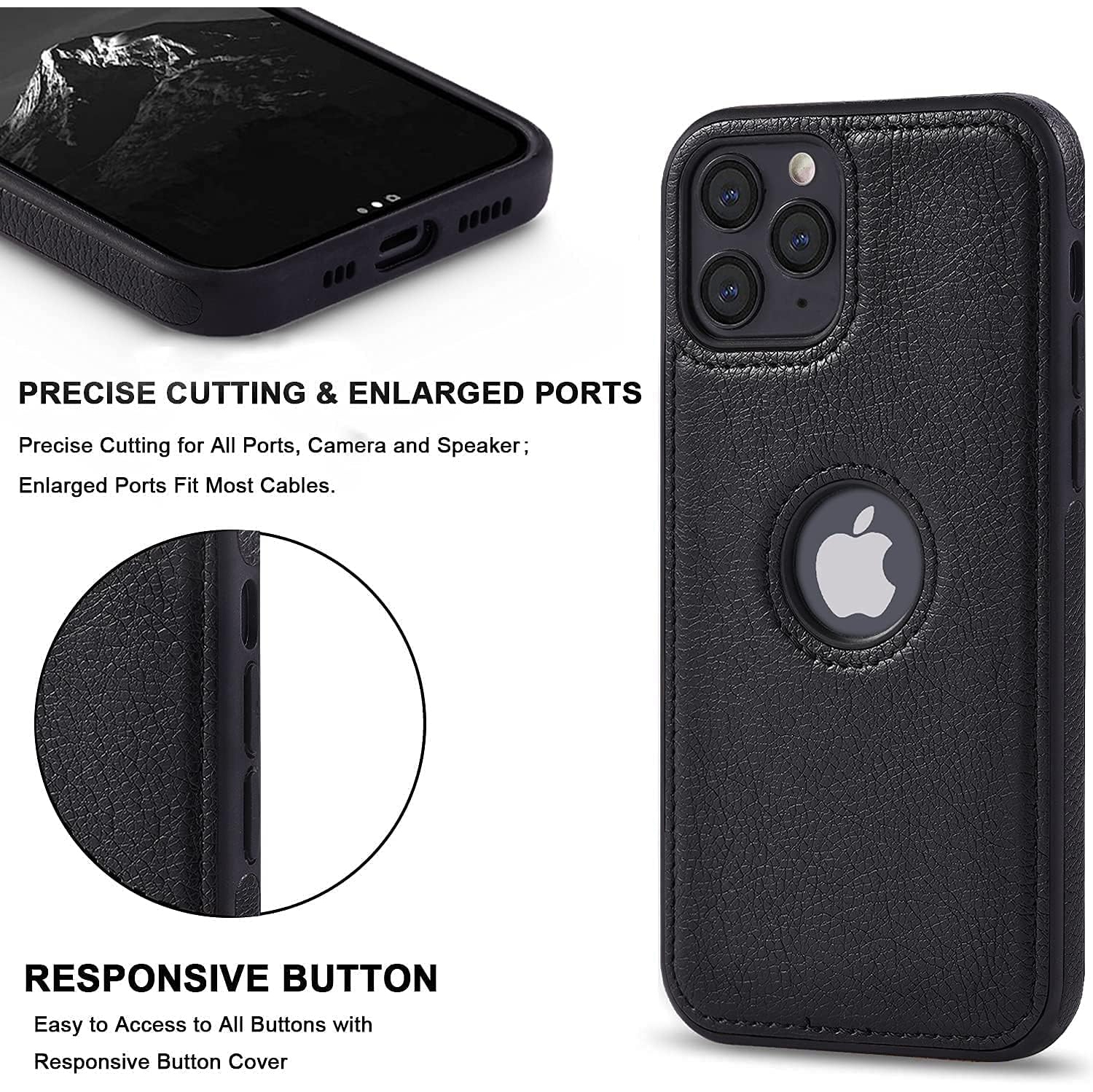 Compatible with iPhone 11 Pro Max Case Premium Leather TPU Hybrid Case Cover