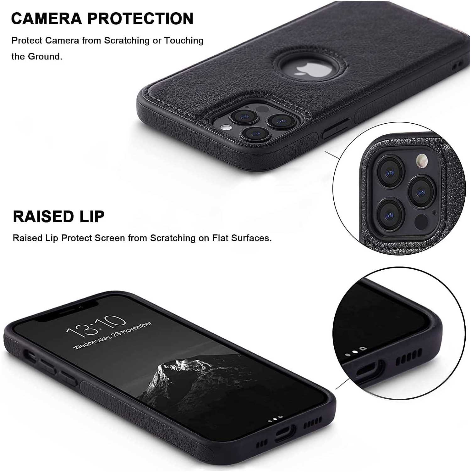 Compatible with iPhone 11 Pro Max Case Premium Leather TPU Hybrid Case Cover