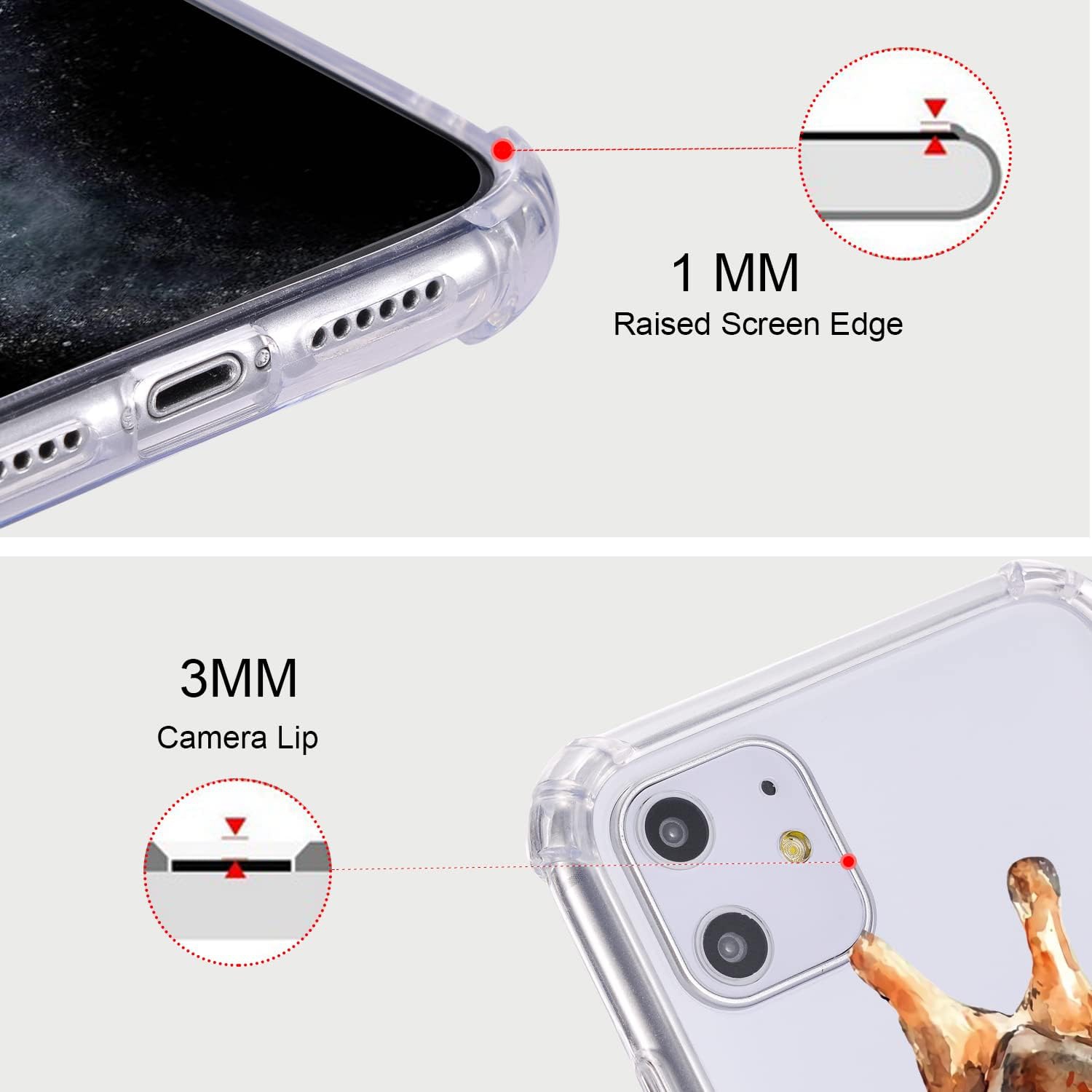 for iPhone 11 Pro Case Floral Flowers Giraffe, Cute Pattern Animal Design Clear TPU Phone Cases Soft Flexible