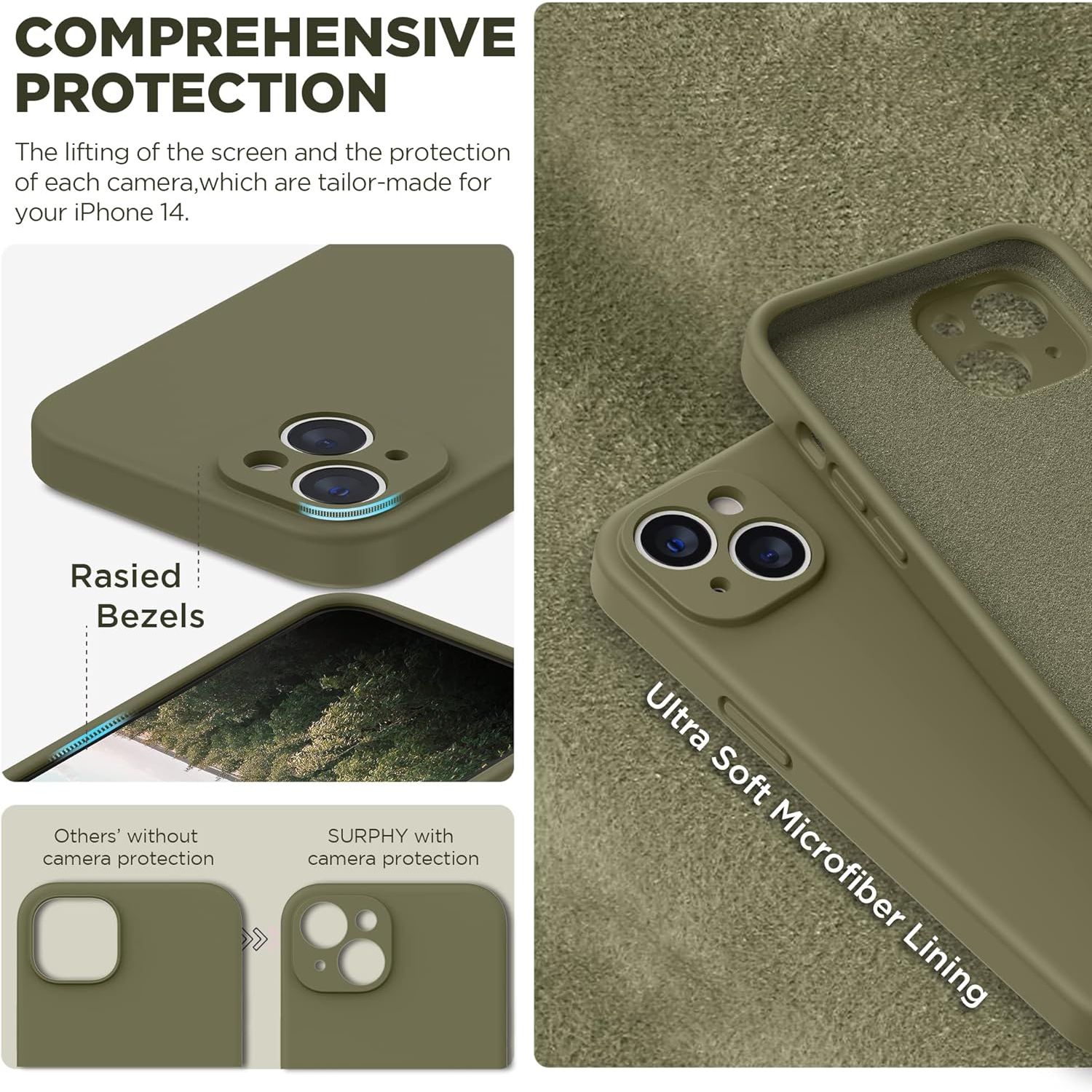 Silicone Case Compatible with iPhone 14 Case 6.1 inch, with Camera Protection Liquid Silicone Soft Gel