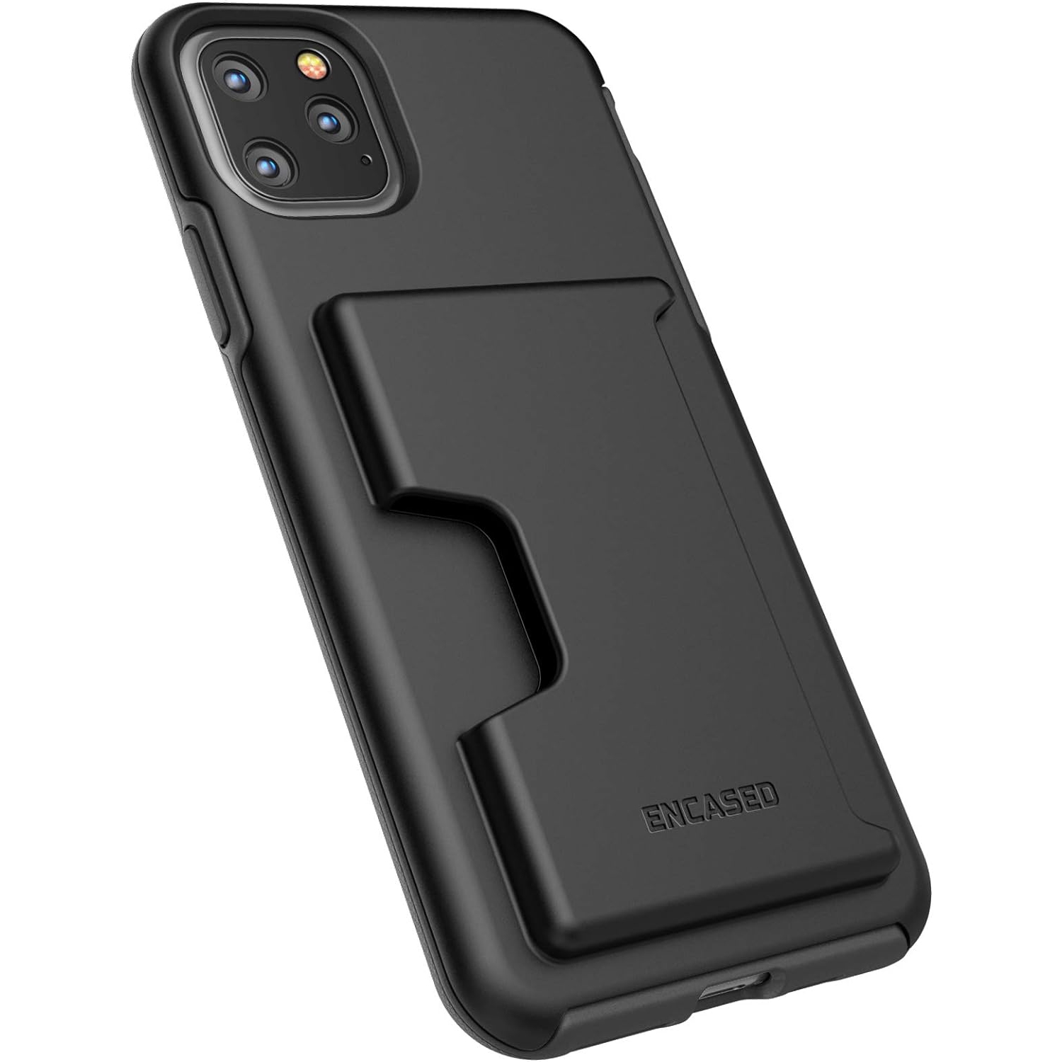 iPhone 11 Pro Max Wallet Case Ultra Durable Cover with Card Holder Slot (4 Credit Cards Capacity) Black