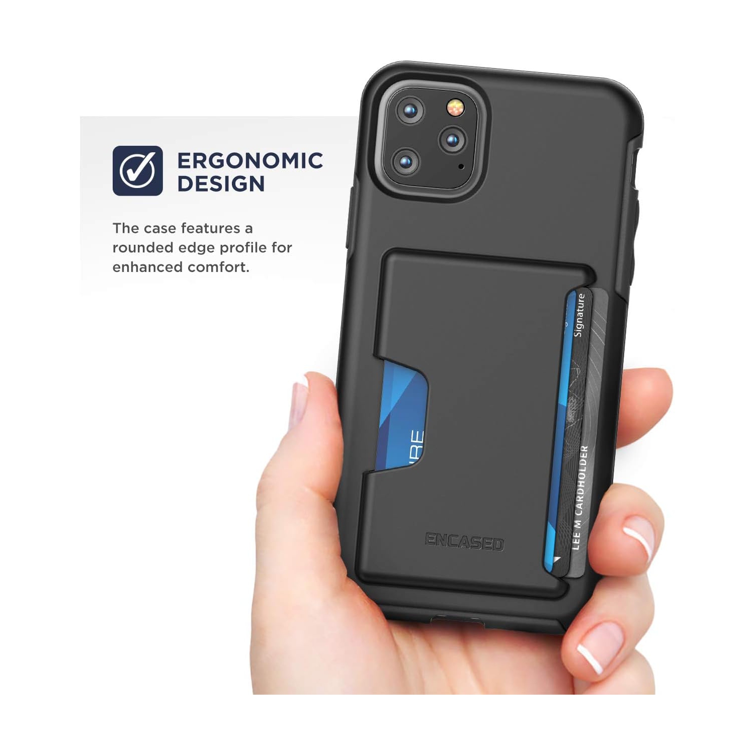iPhone 11 Pro Max Wallet Case Ultra Durable Cover with Card Holder Slot (4 Credit Cards Capacity) Black
