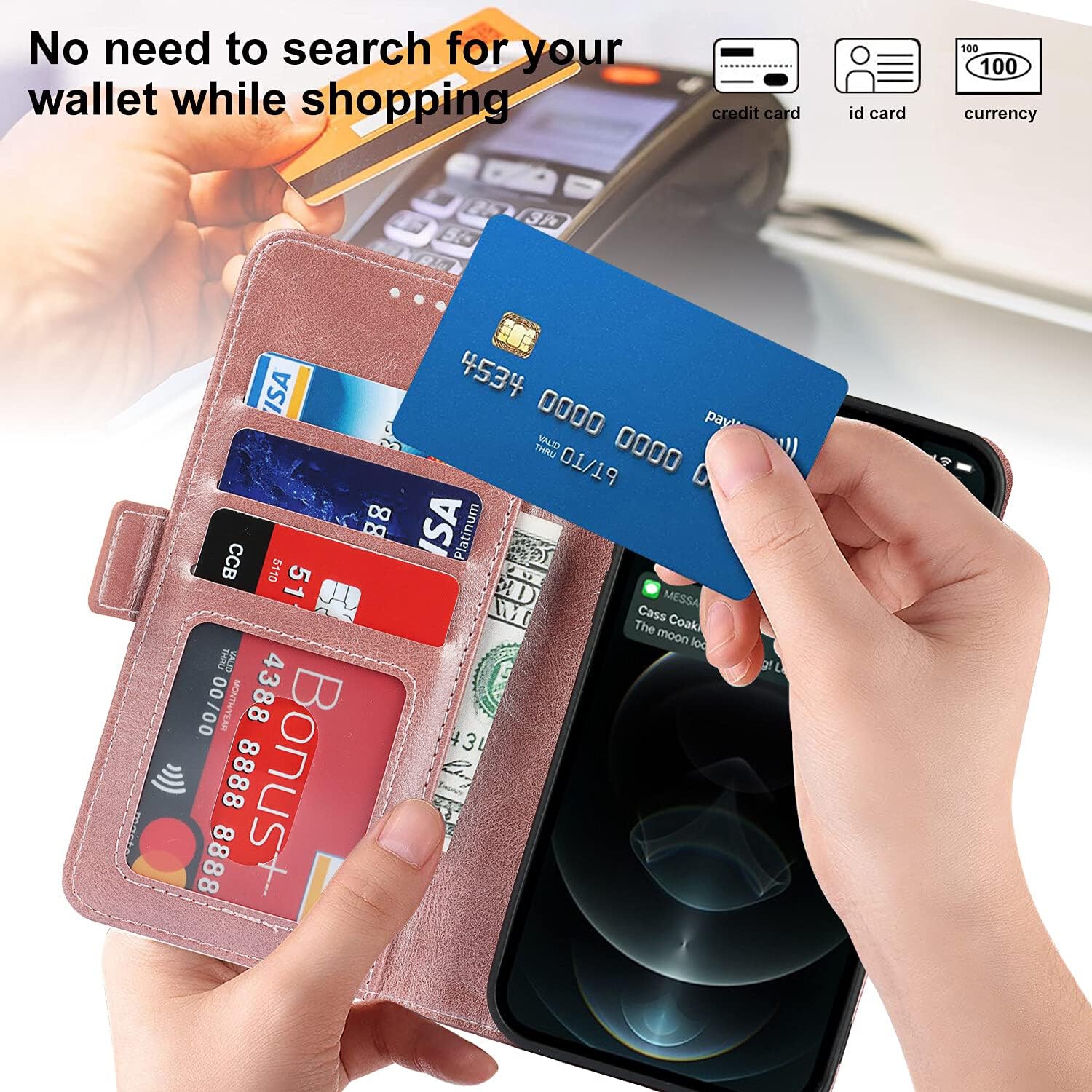 iPhone 13 Pro Wallet Case,[RFID Blocking] Premium Leather Credit Card Holder Magnetic Flip Kickstand Wallet