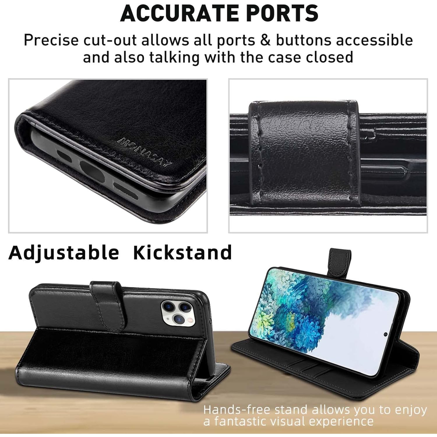 iPhone 11 Pro Wallet Case,5.8-inch, [Glass Screen Protector Included][RFID Blocking] Flip Folio Leather Cell