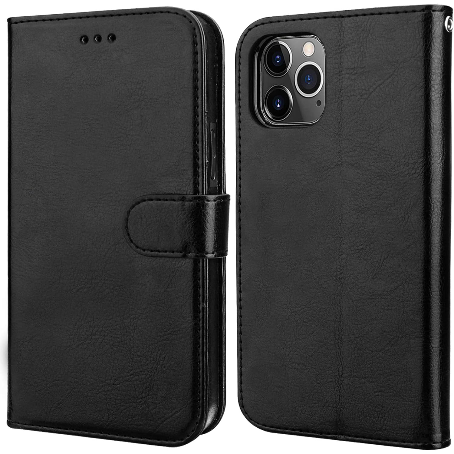 iPhone 11 Pro Max Wallet Case with Card Holder PU Leather Magnetic Detachable Kickstand Shockproof Wrist Strap