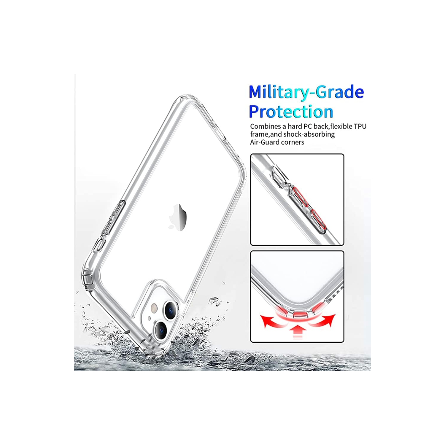 [Clear Hard] Case for iPhone 11 Pro Max, Shockproof [Hard PC + Soft TPU Frame] Lightweight Transparent Bumper