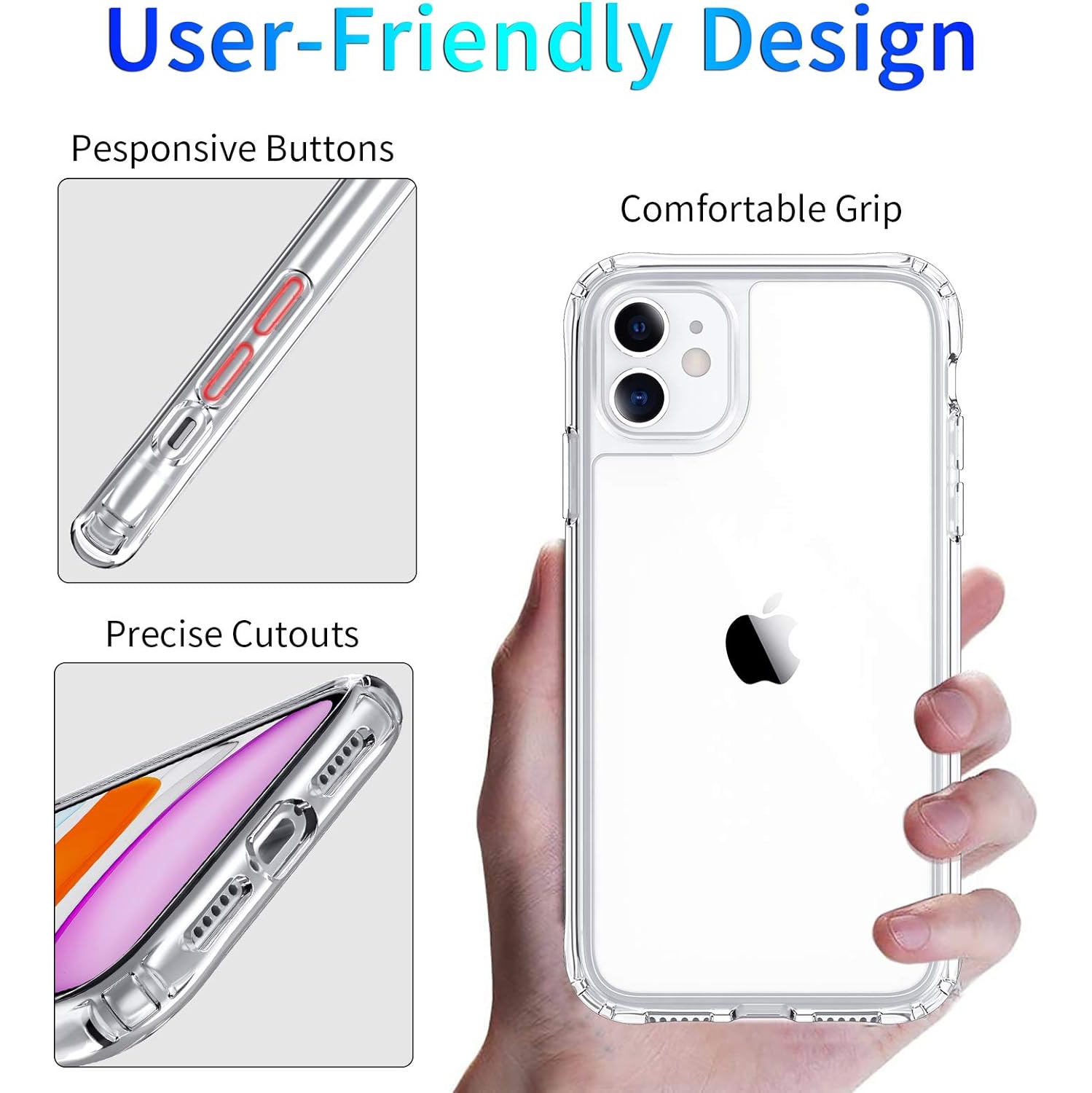 [Clear Hard] Case for iPhone 11 Pro Max, Shockproof [Hard PC + Soft TPU Frame] Lightweight Transparent Bumper