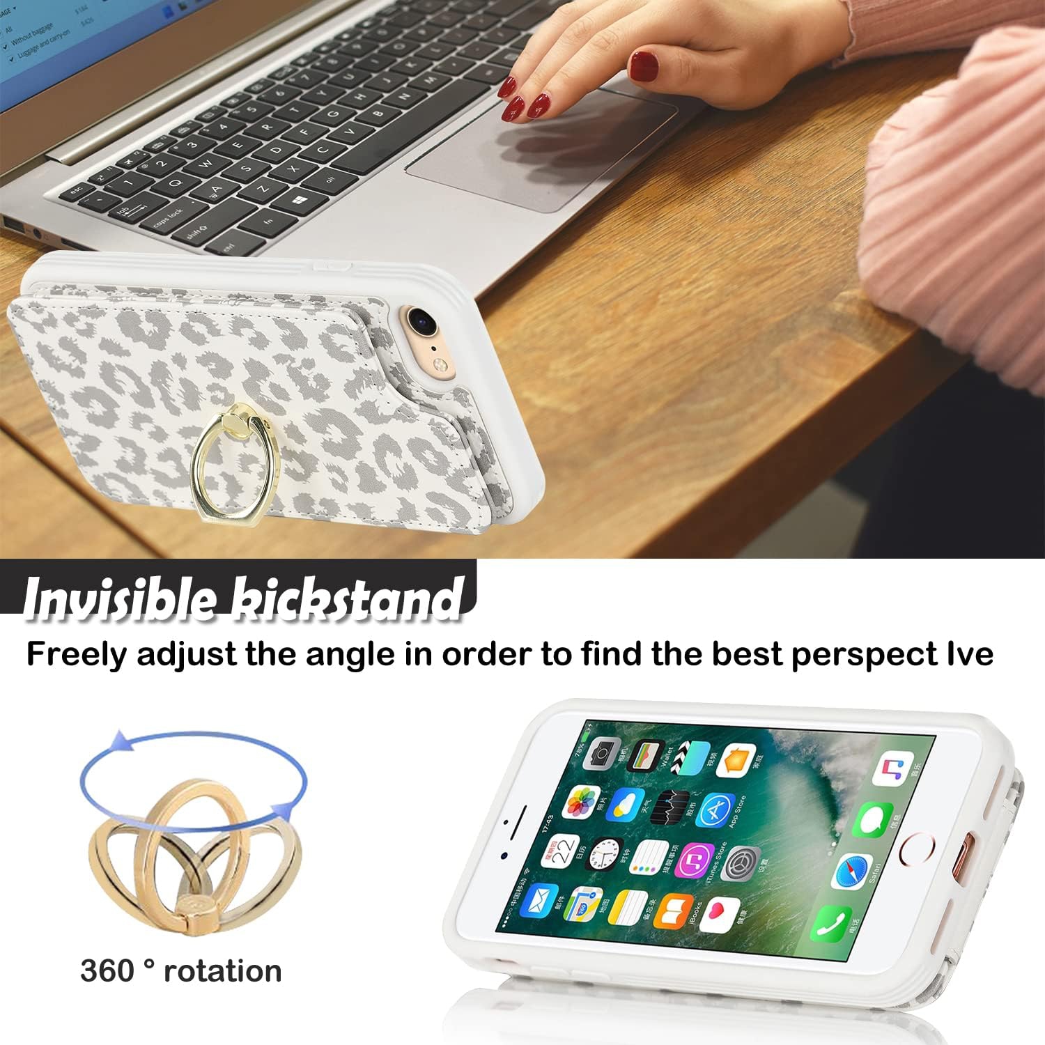 etui iPhone 7/8/SE 2020/SE 2022 Phone case with Card Holder,iPhone 7/8/SE 2nd/SE 3rd Wallet case with Credit