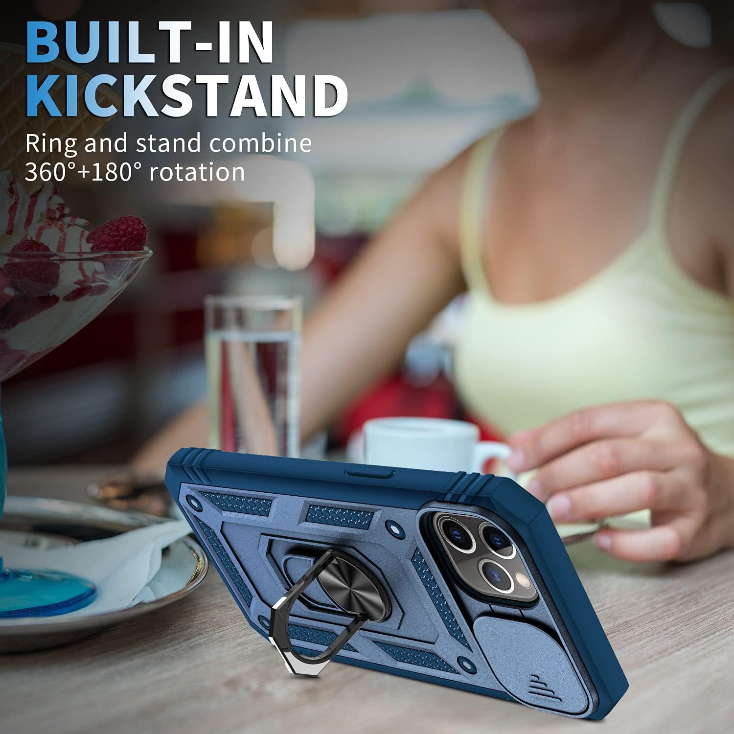 Case for iPhone 11 Pro Max,Silicone Heavy-Duty Tough Rugged Lightweight Shockproof with Bracket Bumper Cover