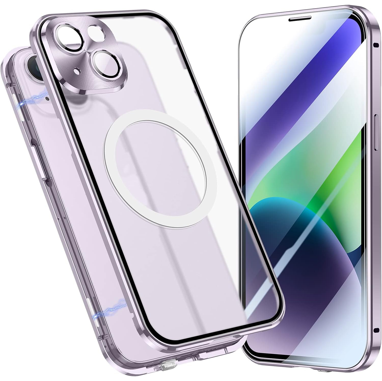 Étui pour iPhone 14 plus, compatible avec MagSafe 360 degrés, étui de protection complète, attraction magnétique