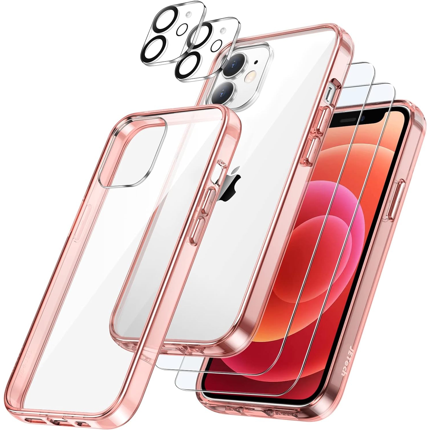 3 in 1 Case for iPhone 12 Mini 5.4-Inch, with 2-Pack Screen Protector and 2-Pack Camera Lens Protector, Full