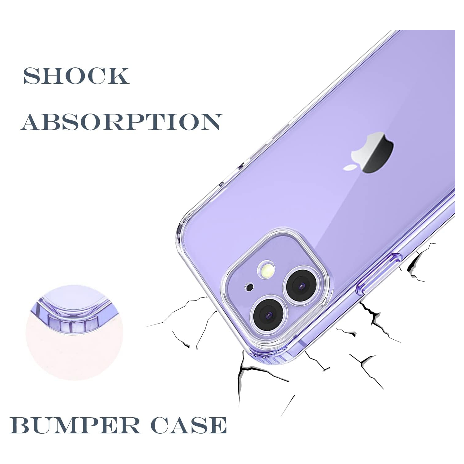 Compatible with iPhone 12 Case Clear Bumper Protective Anti Yellowing Shockproof Slim Fit Non Slip 6.1 Inch