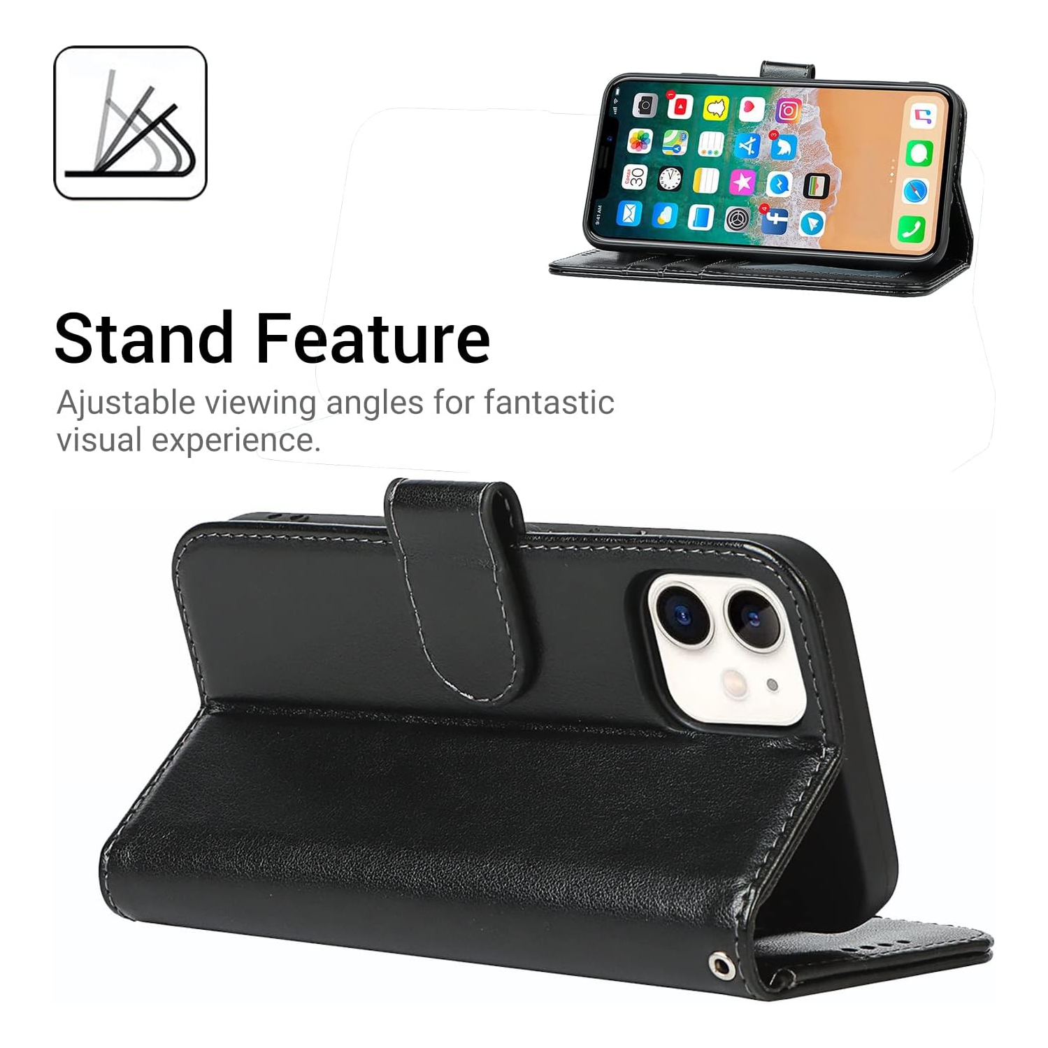 iPhone 12 Mini Wallet Case,Premium Leather Card Holder Card Slot Magnetic Closure Flip Kickstand Women Wallet