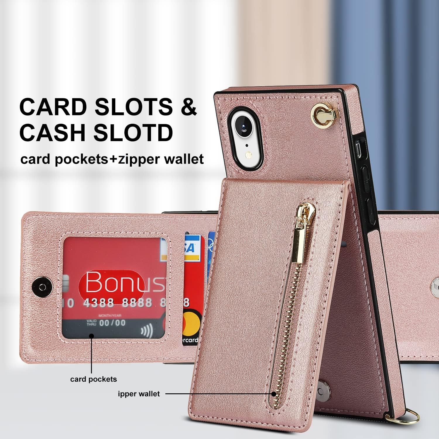 Crossbody Phone Case for iPhone XR Case with Card Holder for Women,iPhone XR Case Wallet with Strap Lanyard