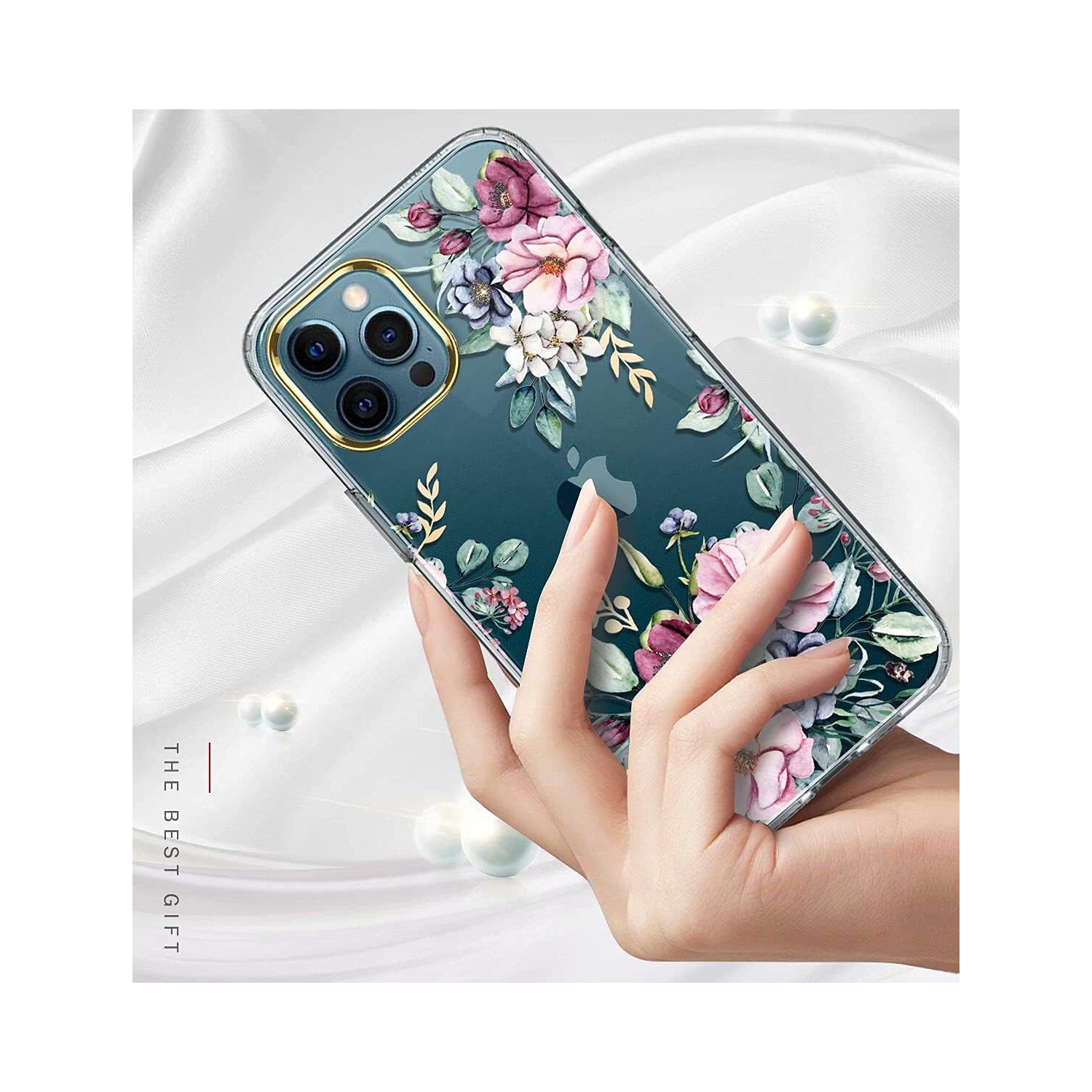 iPhone 11 Pro Case,iPhone 11 Pro Cute Case with Flowers,for Girly Women,Shockproof Clear Floral Pattern Hard