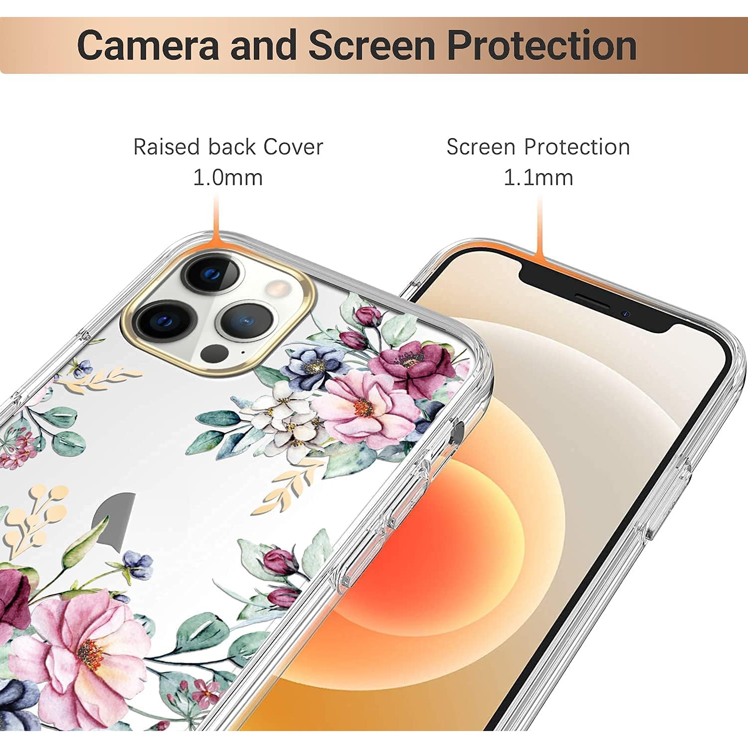 iPhone 11 Pro Case,iPhone 11 Pro Cute Case with Flowers,for Girly Women,Shockproof Clear Floral Pattern Hard
