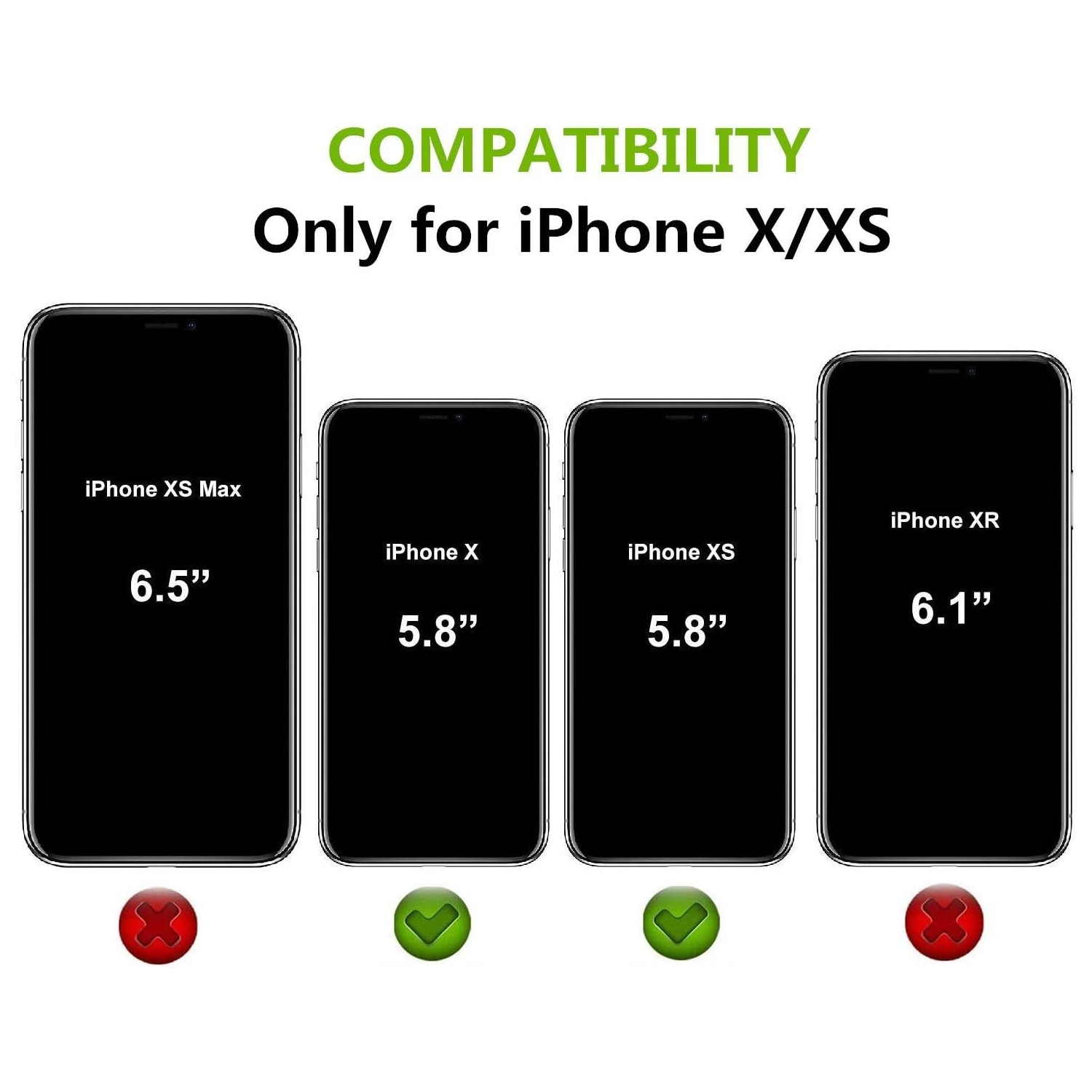 iPhone X/XS Wallet Case with Card Holder, 2 in 1 PU Leather Case with Magnetic Clasp Zipper Pocket