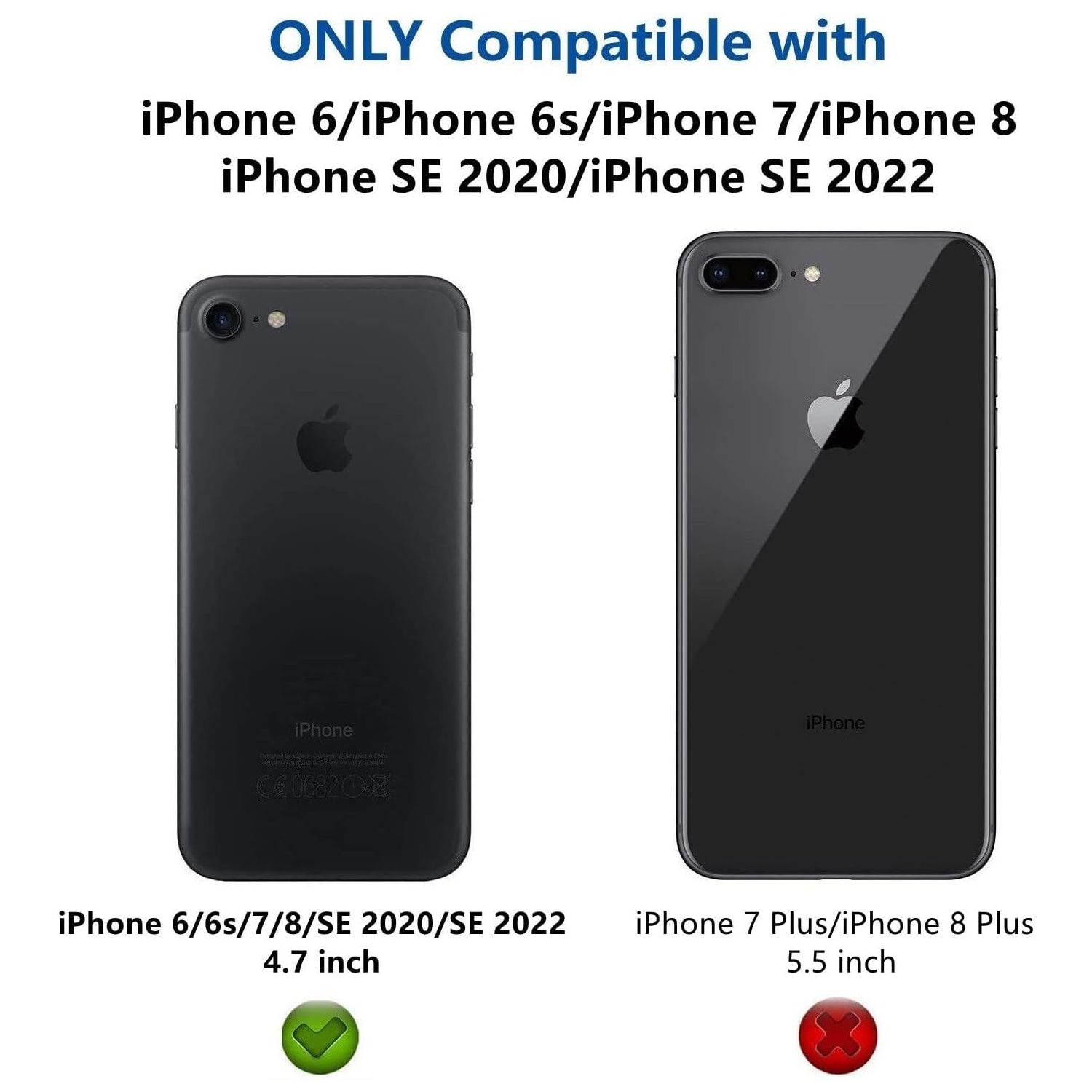 iPhone SE 2020/6/6s/7/8 Wallet Case with Card Holder, 2 in 1 PU Leather Case with Magnetic Clasp