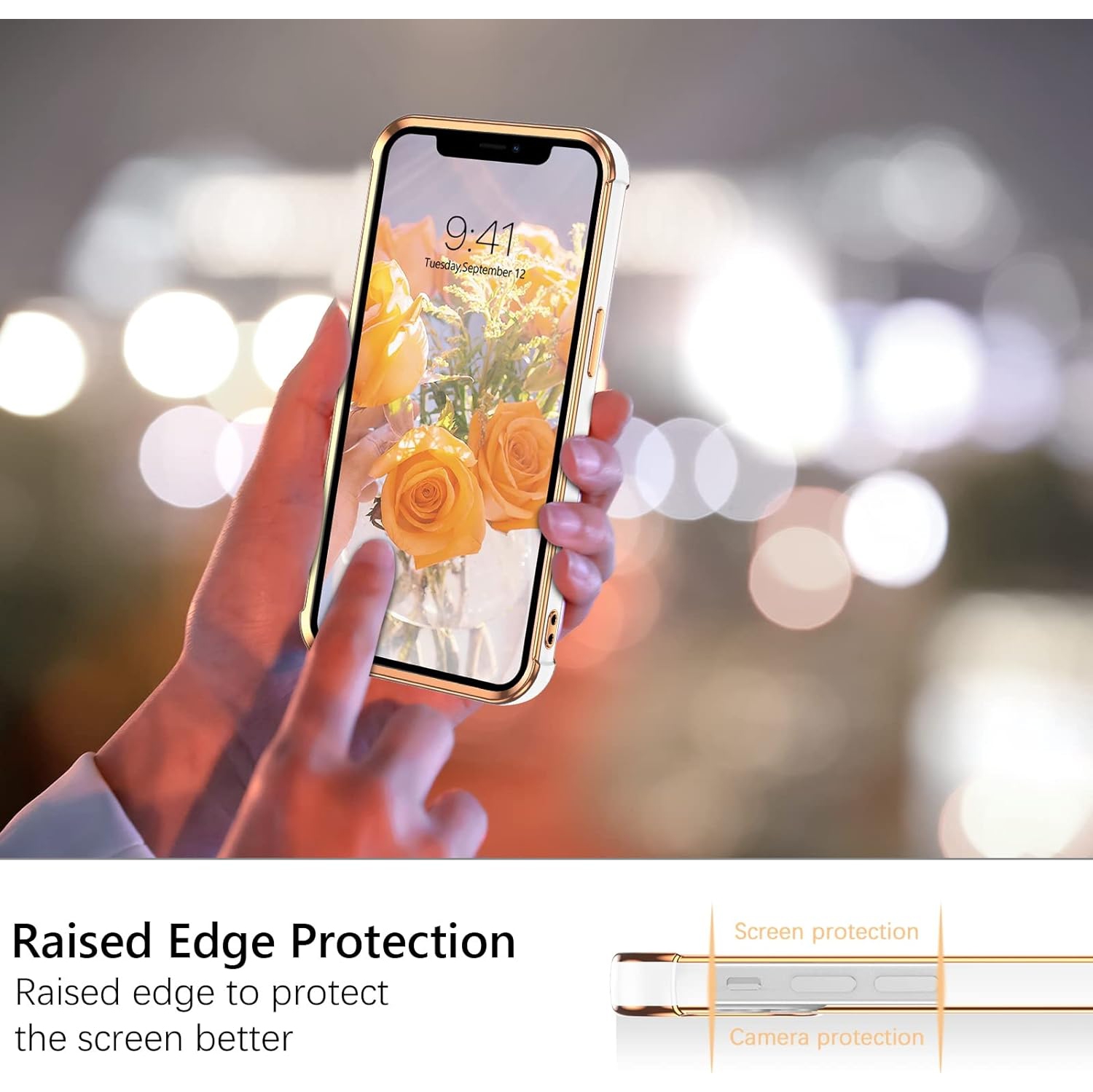 iPhone 11 Pro Max Case Cute Heart Pattern Soft TPU Plating Cover for Women Girls with Camera Protection & 4