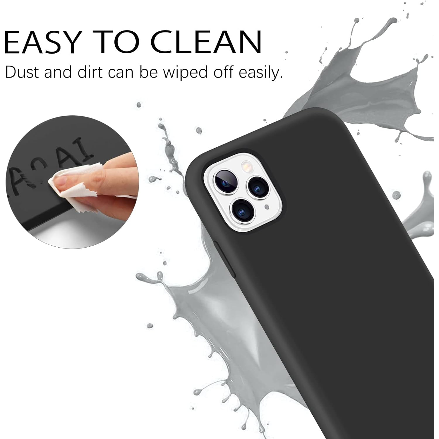 iPhone 11 Pro Max Case, Liquid Silicone Soft Gel Rubber Sim Cover with Microfiber Cloth Lining Cushion