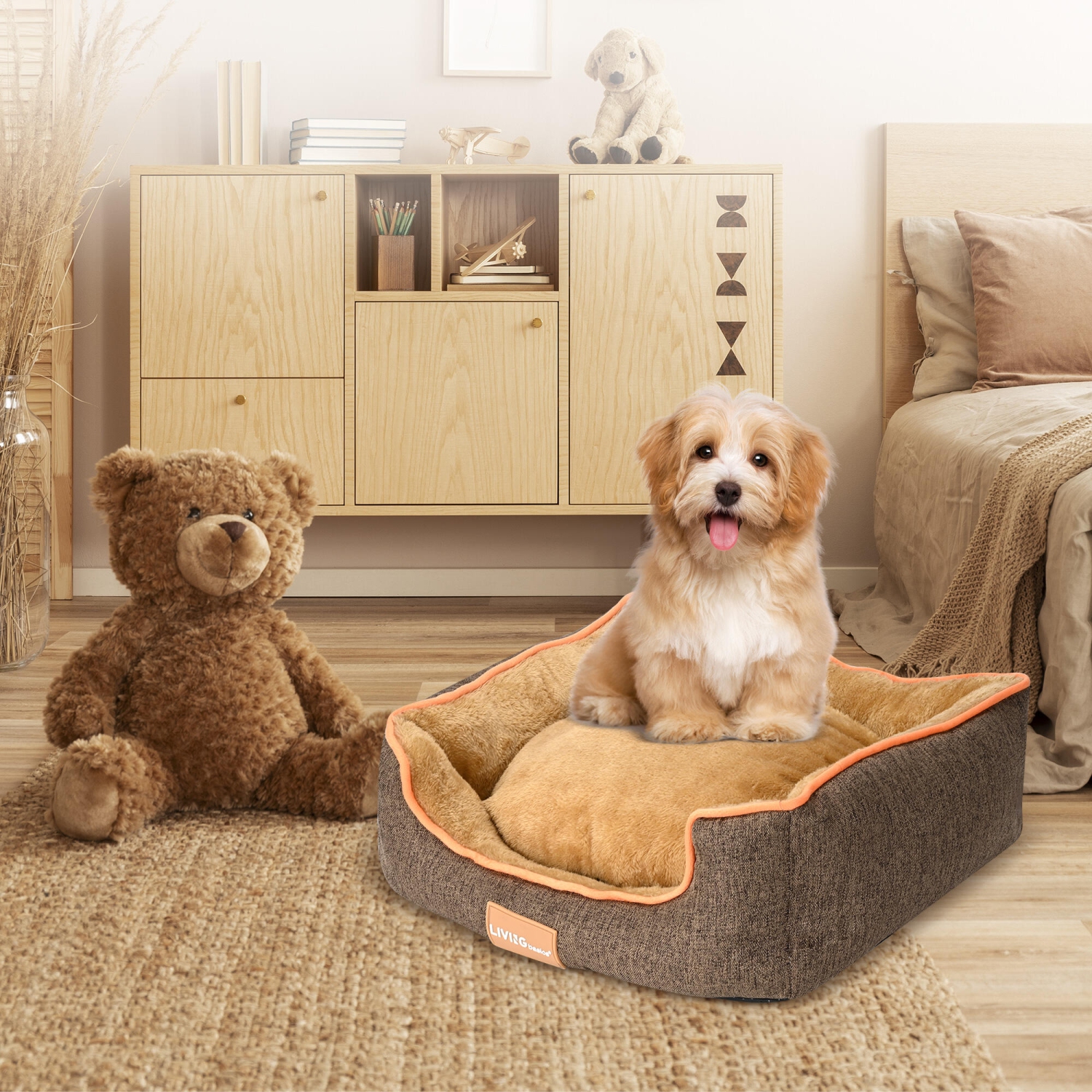 Lits pour chiens en velours ultra doux pour petits chiens, coussins lavables et réversibles pour lits d'animaux pour chiens matelas de couchage