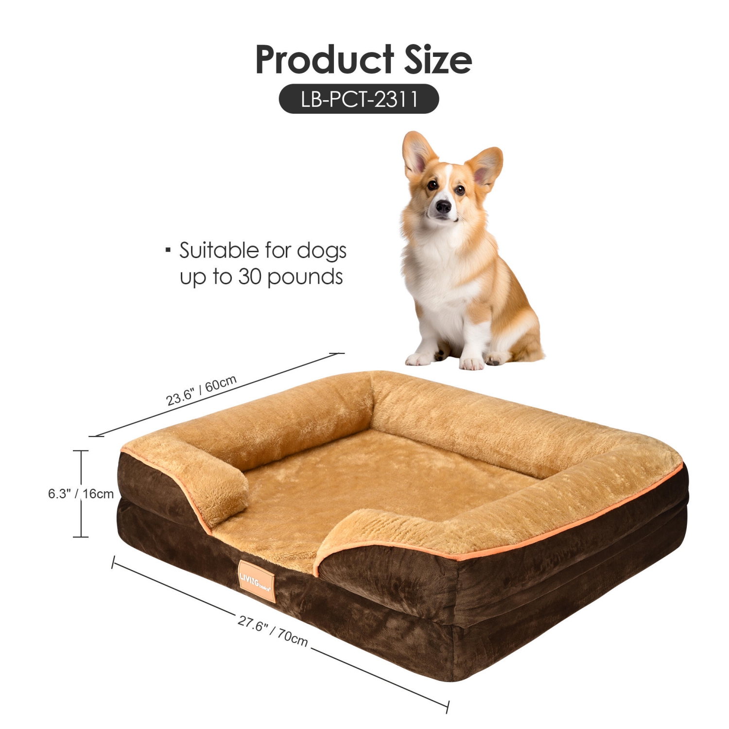 Sofa-lit étanche pour chiens avec housse amovible lavable, canapé pour chiens; matelas de couchage confortable