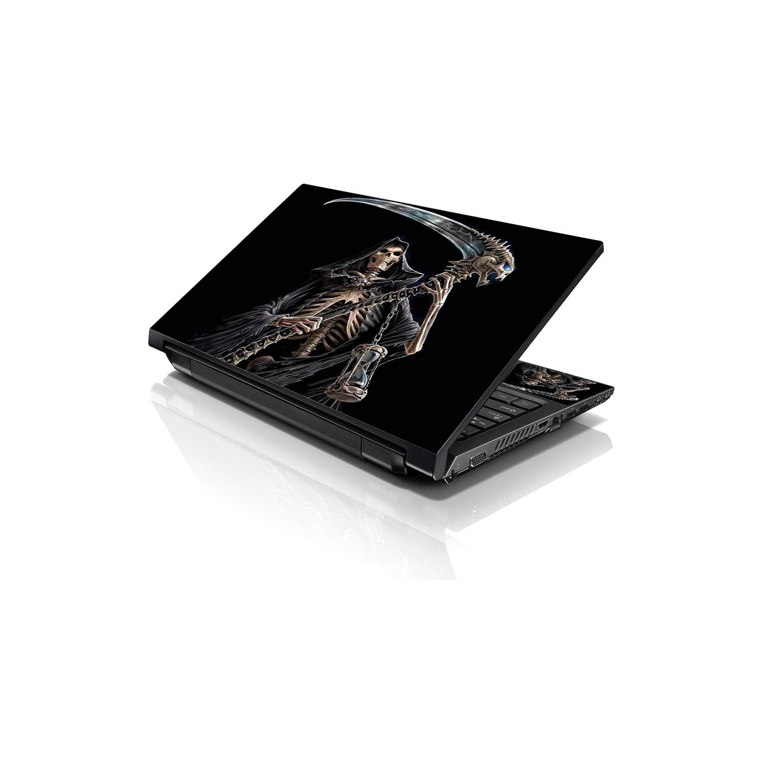 LSS 15 15.6 Inches Laptop Notebook Skin Sticker with 2 Wrist Pads - Reusable Cover Protector Vinyl Sticker Cover Decal Fits 13" - 16" - Reaper Skull