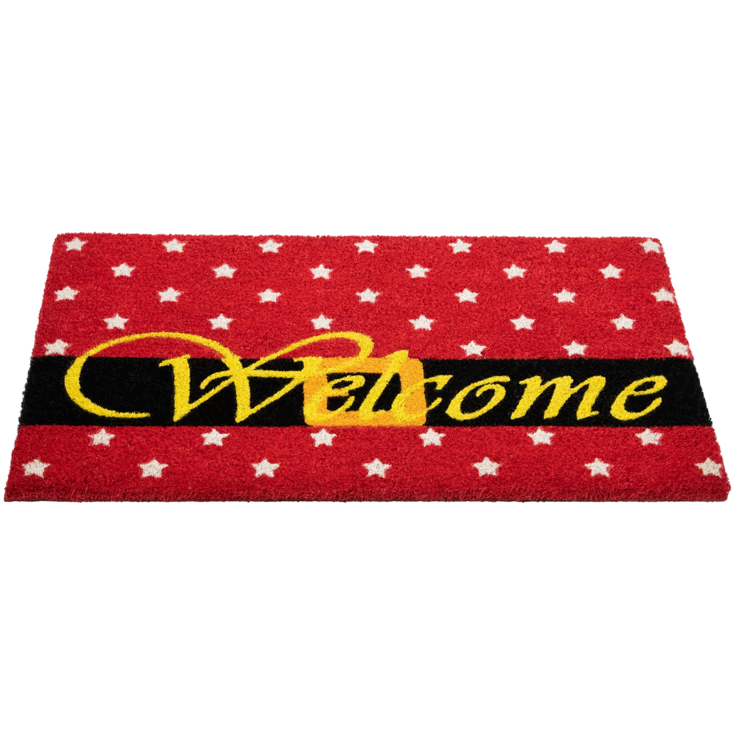 Red and Black Santa Suit Buckle "Welcome" Coir Christmas Outdoor Doormat 18" x 30"