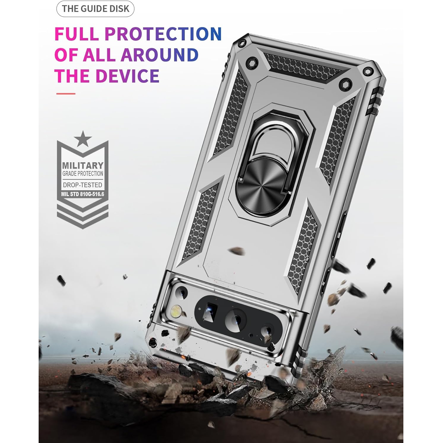 XCRS Dual-Layer Slim Design Armor Protection Cover, Built-in Magnetic Ring with Kickstand Case for Google Pixel 8 Pro 2023