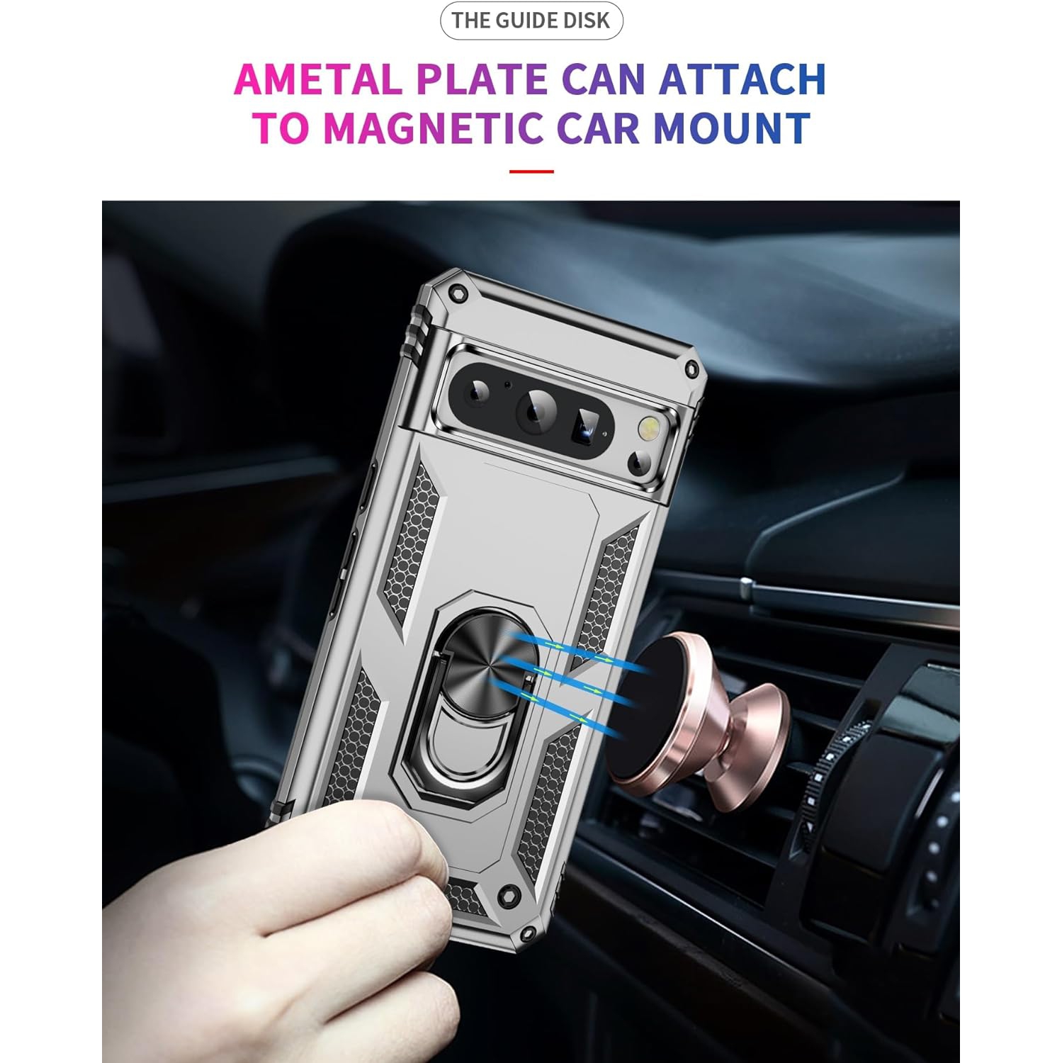 XCRS Dual-Layer Slim Design Armor Protection Cover, Built-in Magnetic Ring with Kickstand Case for Google Pixel 8 Pro 2023