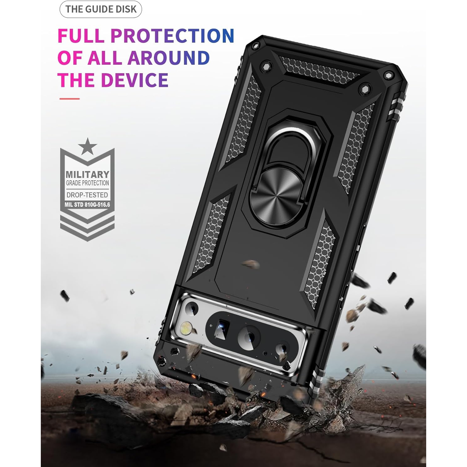 XCRS Dual-Layer Slim Design Armor Protection Cover, Built-in Magnetic Ring with Kickstand Case for Google Pixel 8 Pro 2023